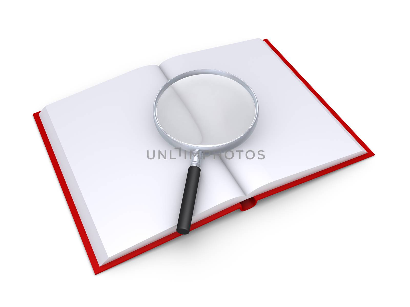 A magnifier is on top of an opened book by 6kor3dos
