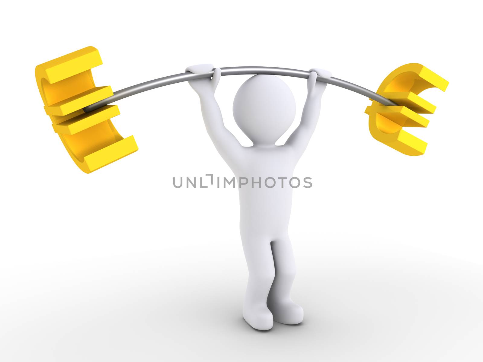 3d person is lifting dumbbell made of euros