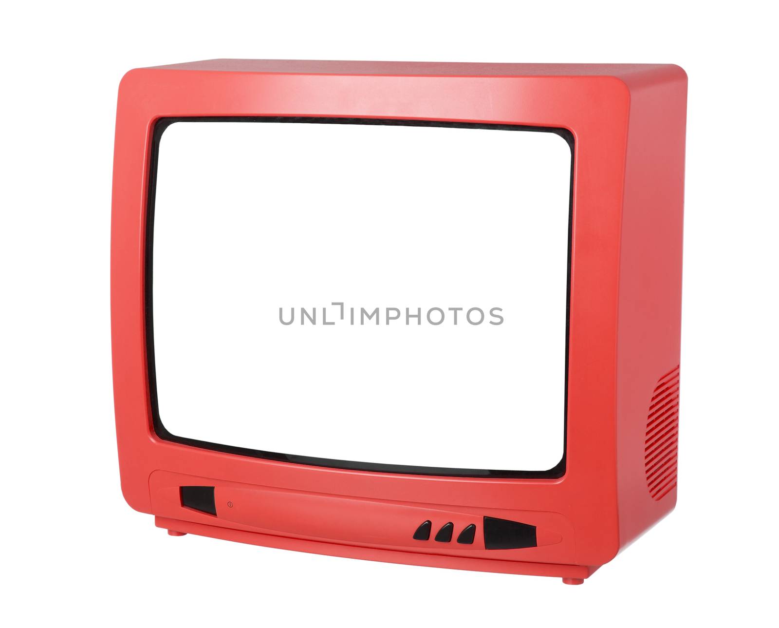 Red TV isolated on white background