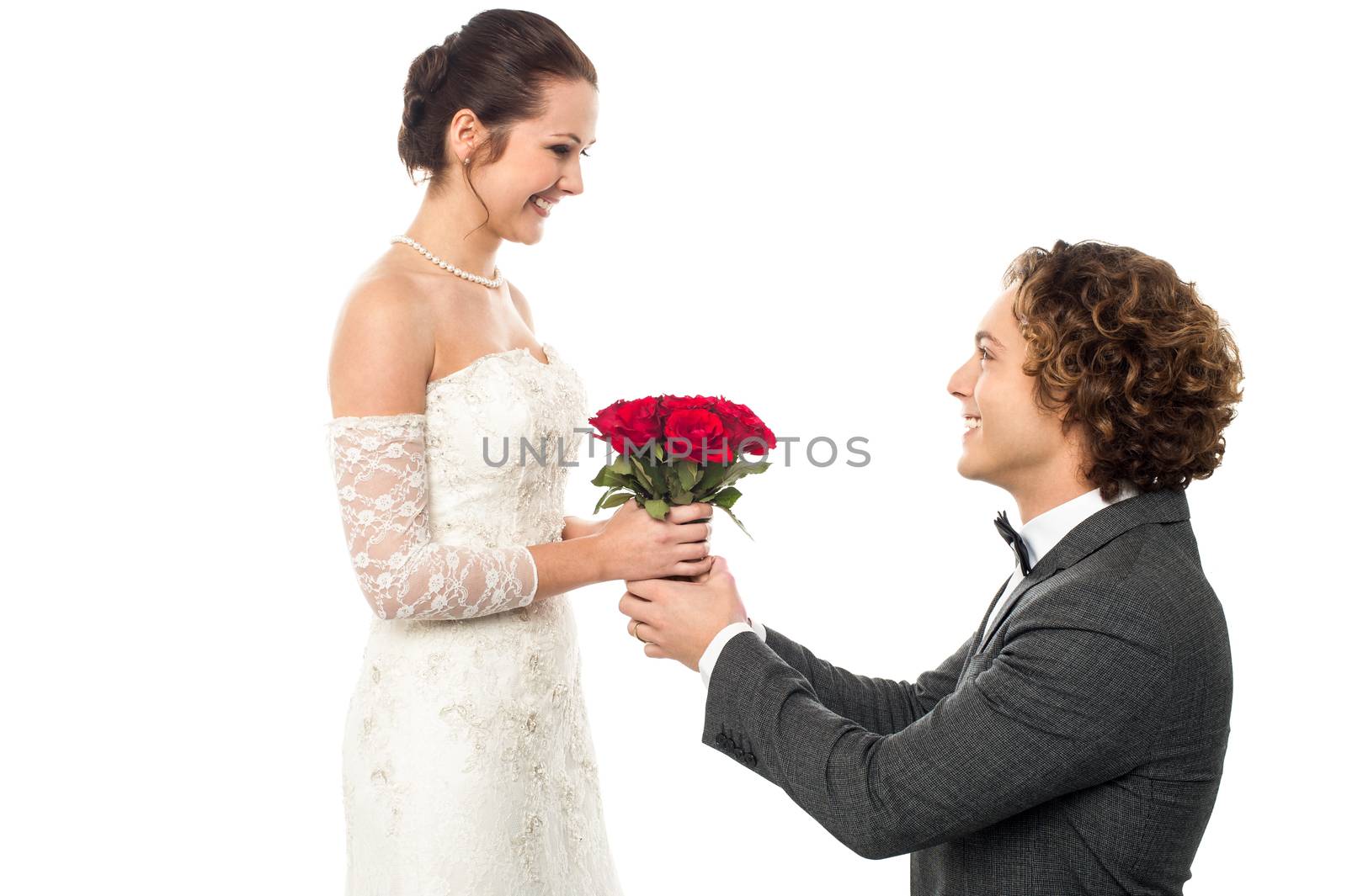 Romantic proposal by a groom