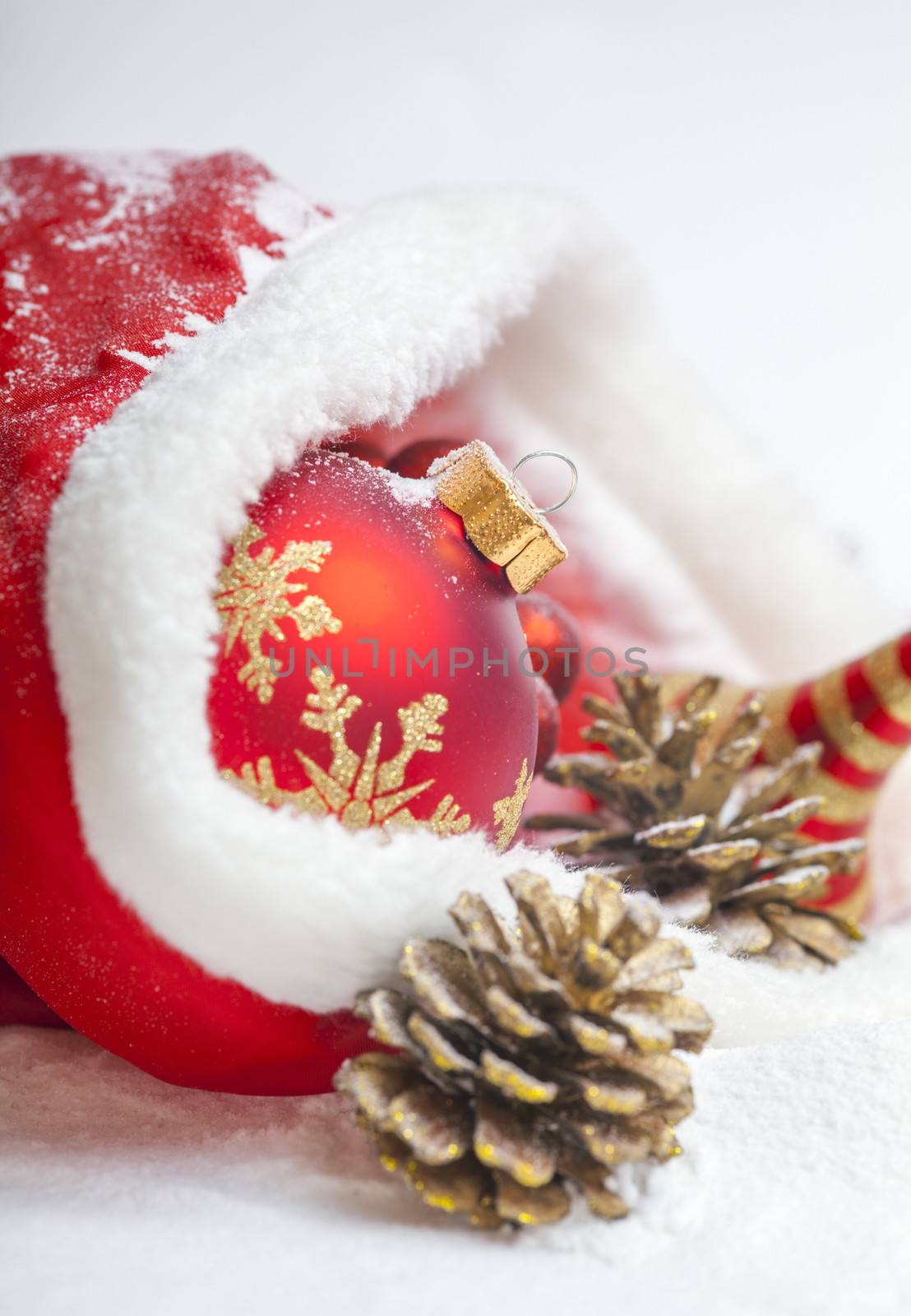 Christmas ball with red bow and ribbon by anelina