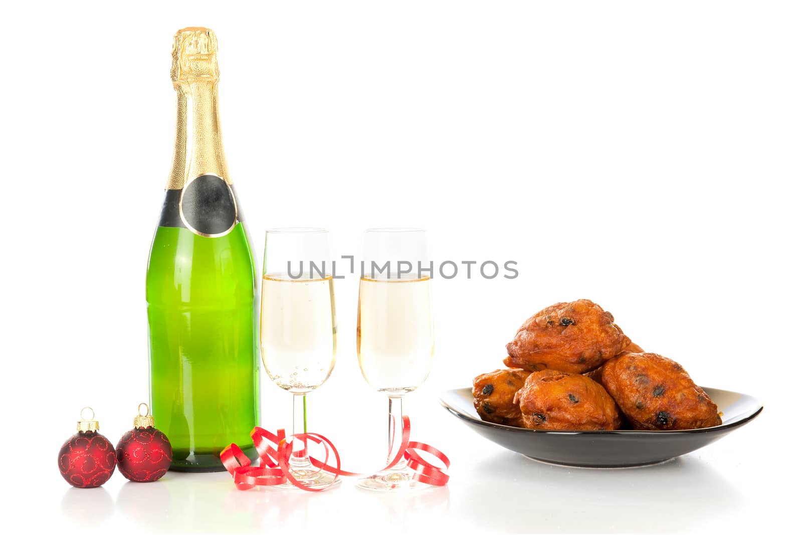 Celebrating new year with champagne and Oliebollen!