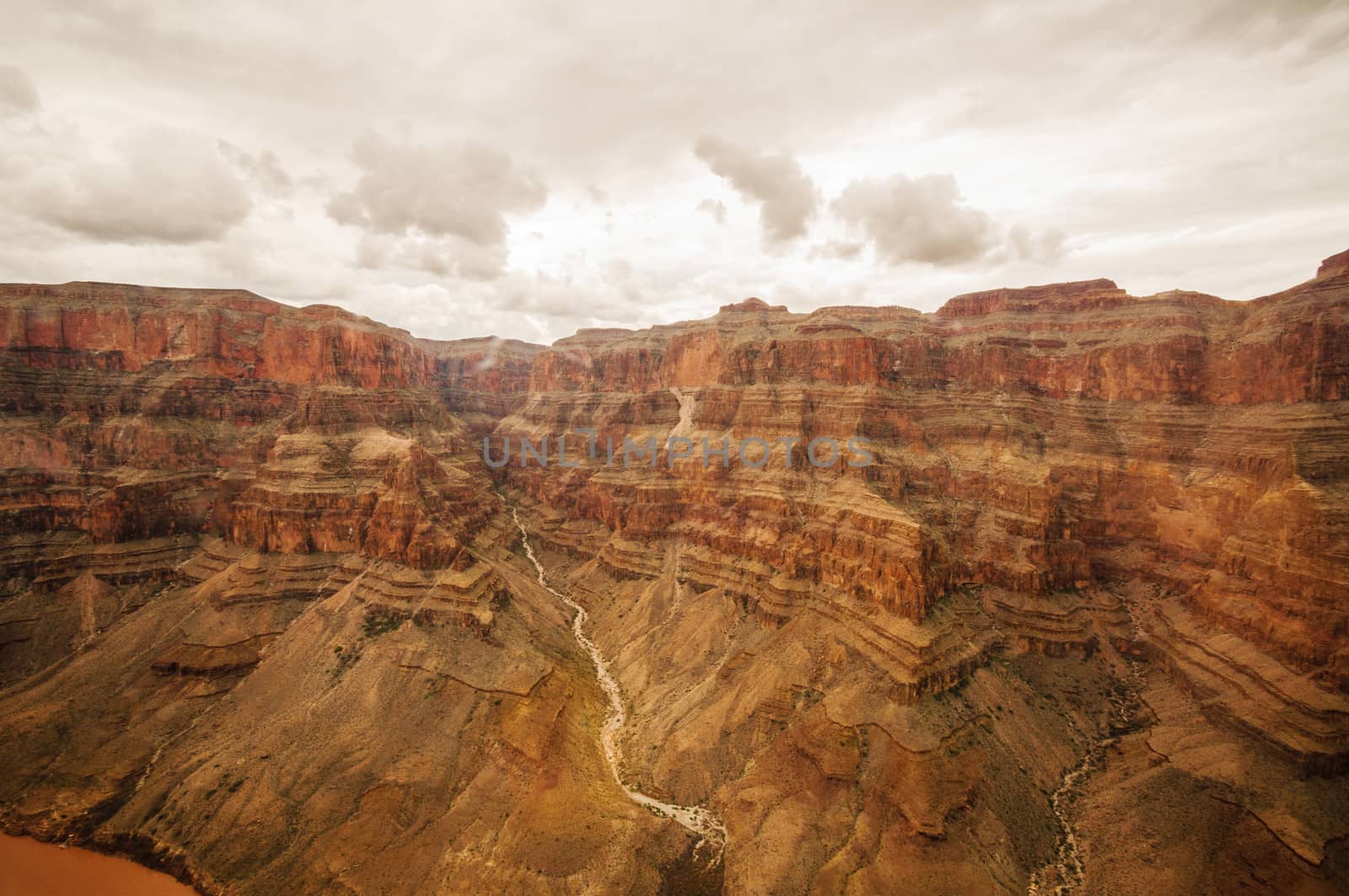 Grand Canyon Wall with clouds on a rainy day 2013