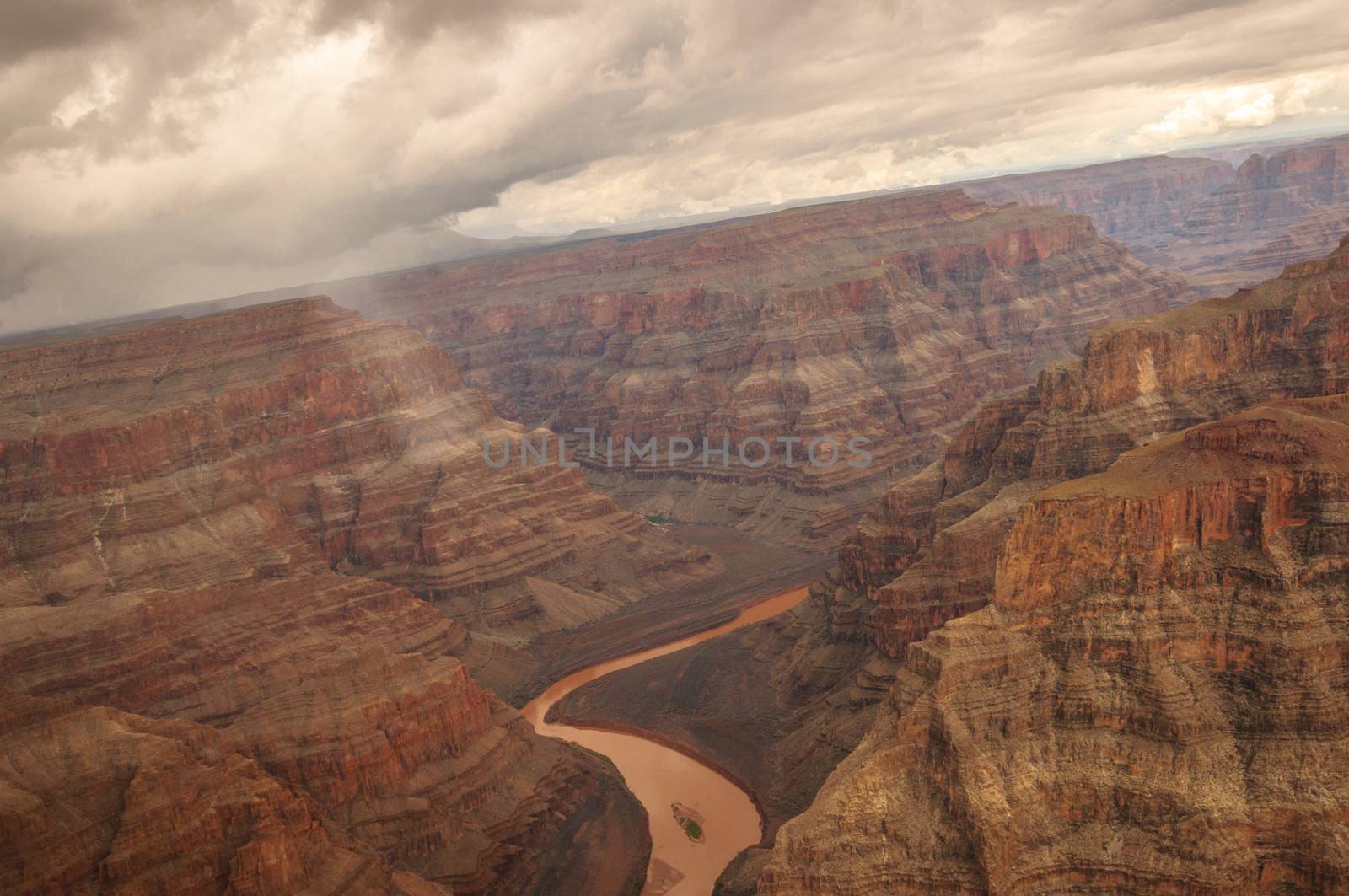 Grand Canyon Heli shooting flight into the colorado valley near las vegas
