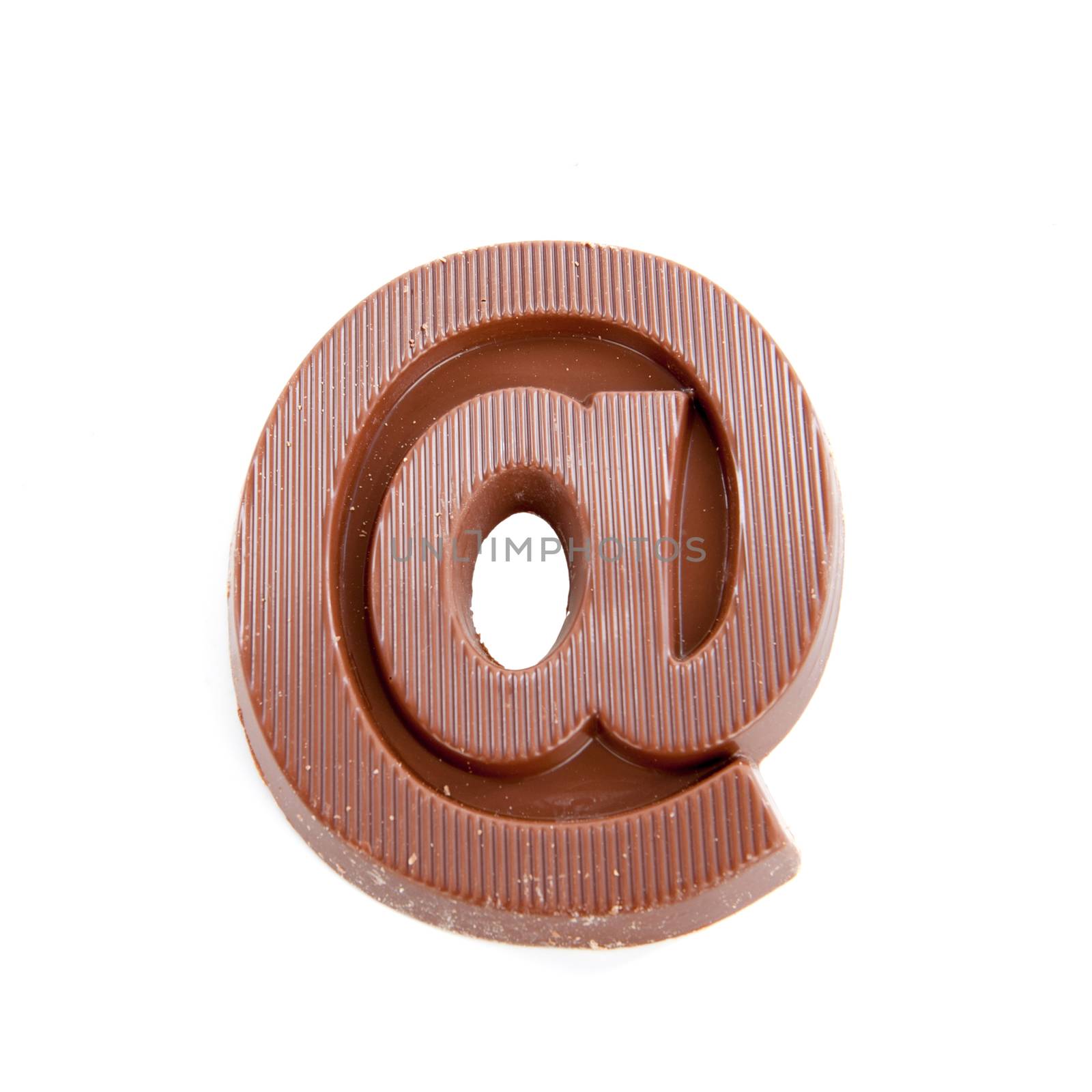 a atpersand, made of chocolate on a white background