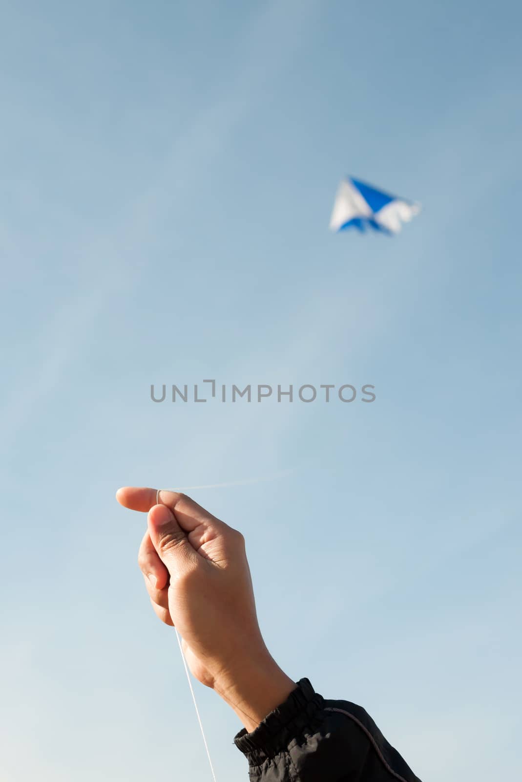 kite flying in a blue sky and clouds