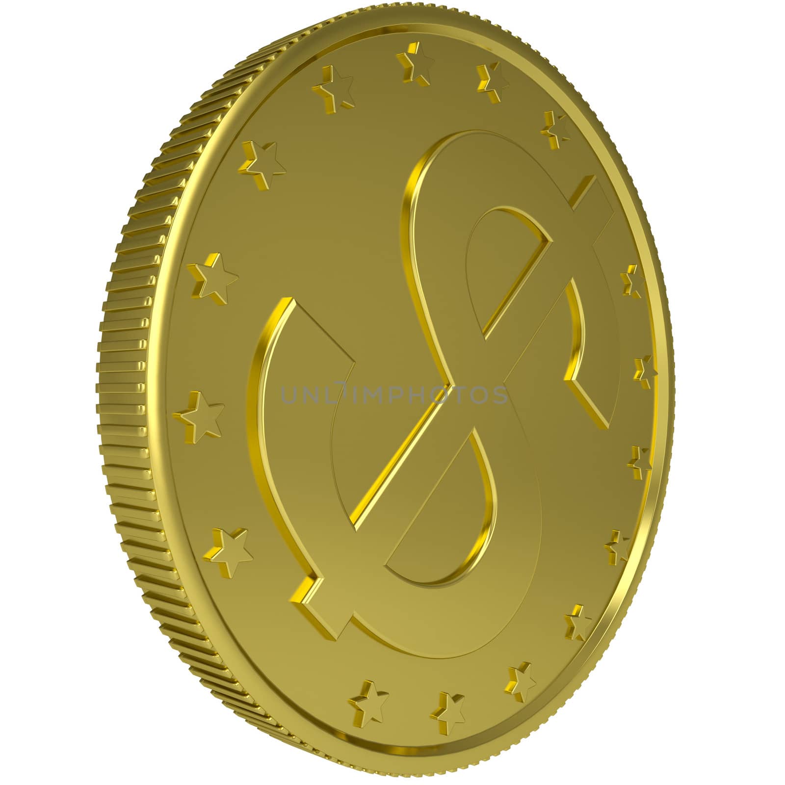 Gold dollar. Isolated render on a white background