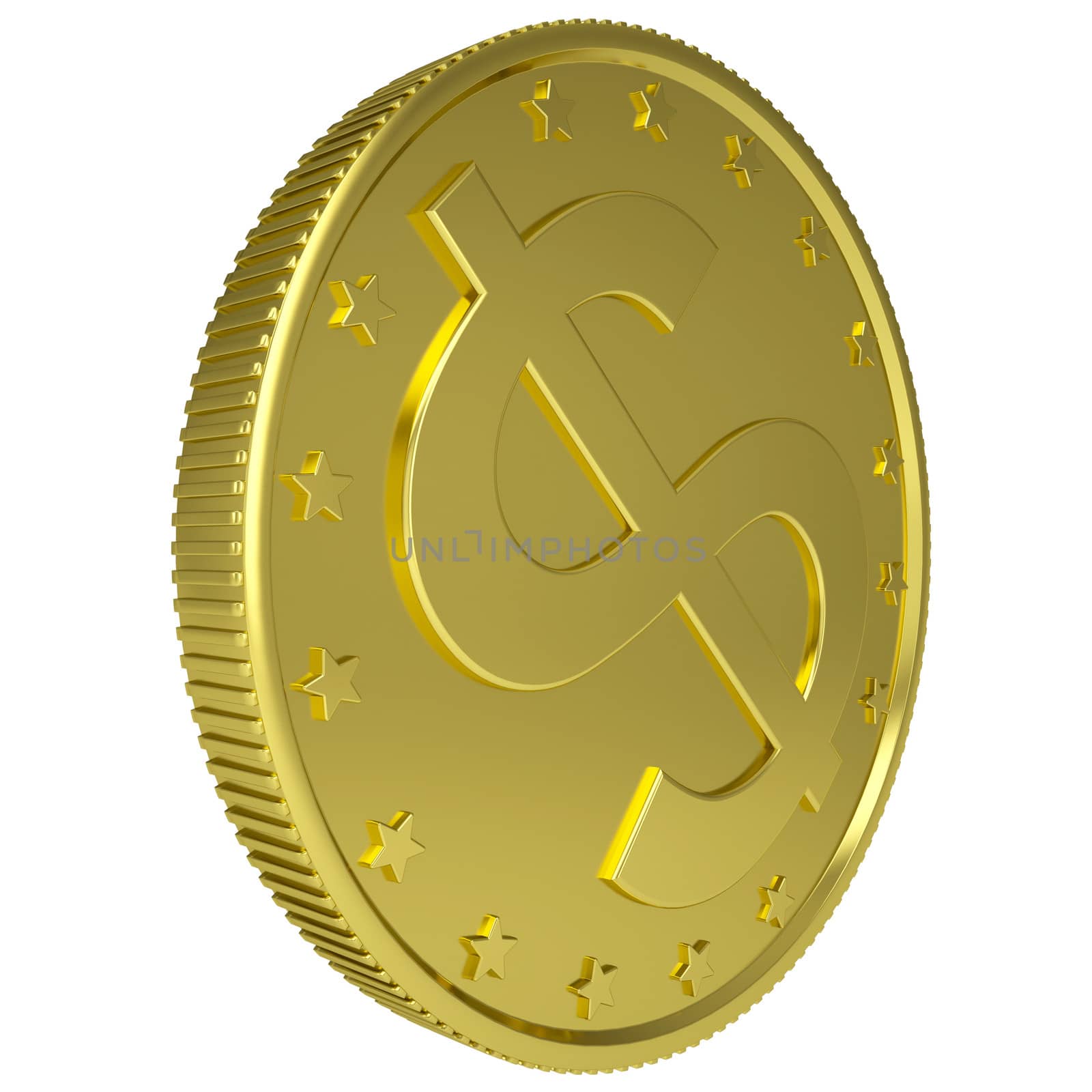 Gold dollar. Isolated render on a white background