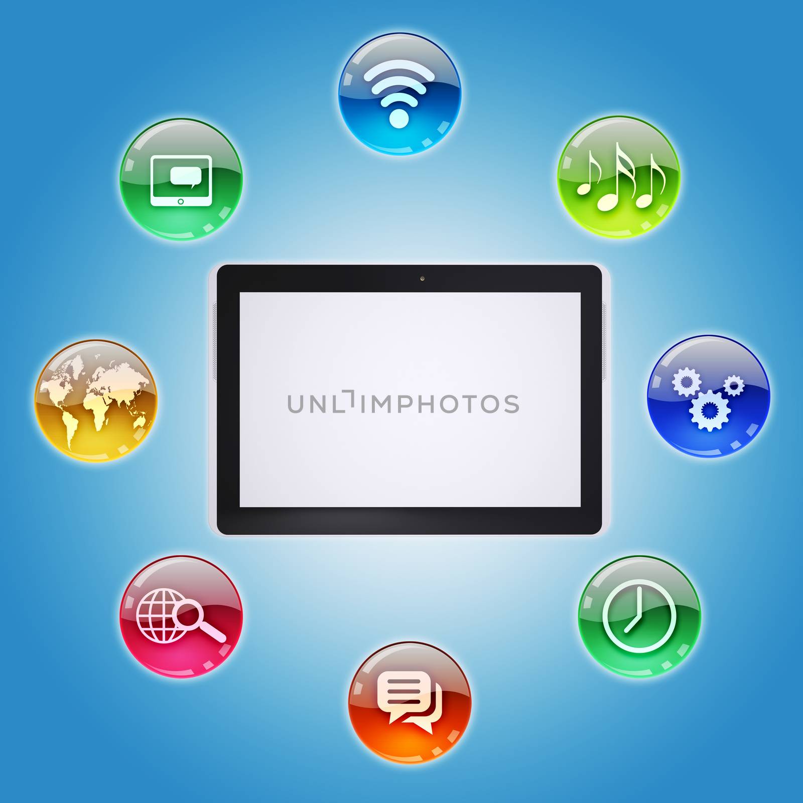 Tablet PC and program icons by cherezoff