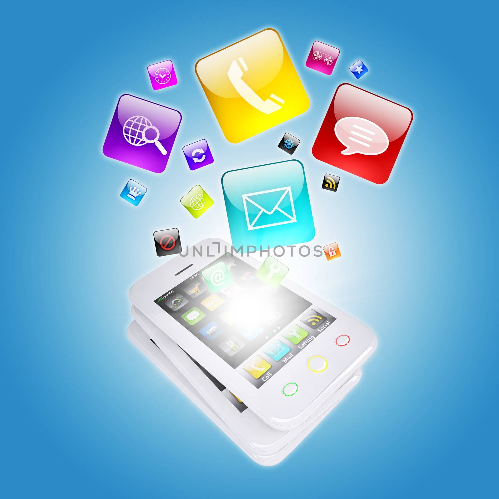 Smart phone and program icons by cherezoff