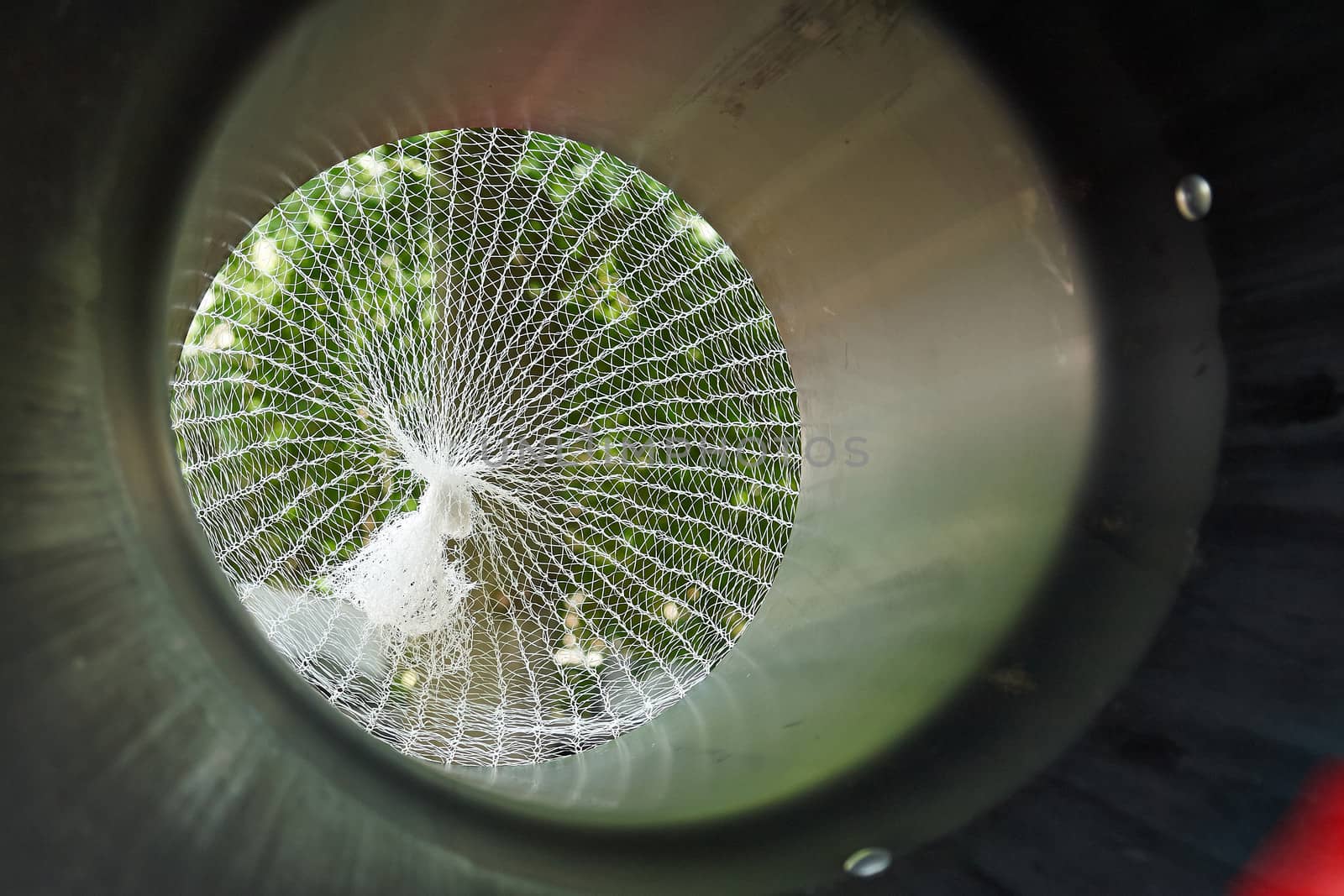  Packing machine for Christmas trees as viewed from the inside                              