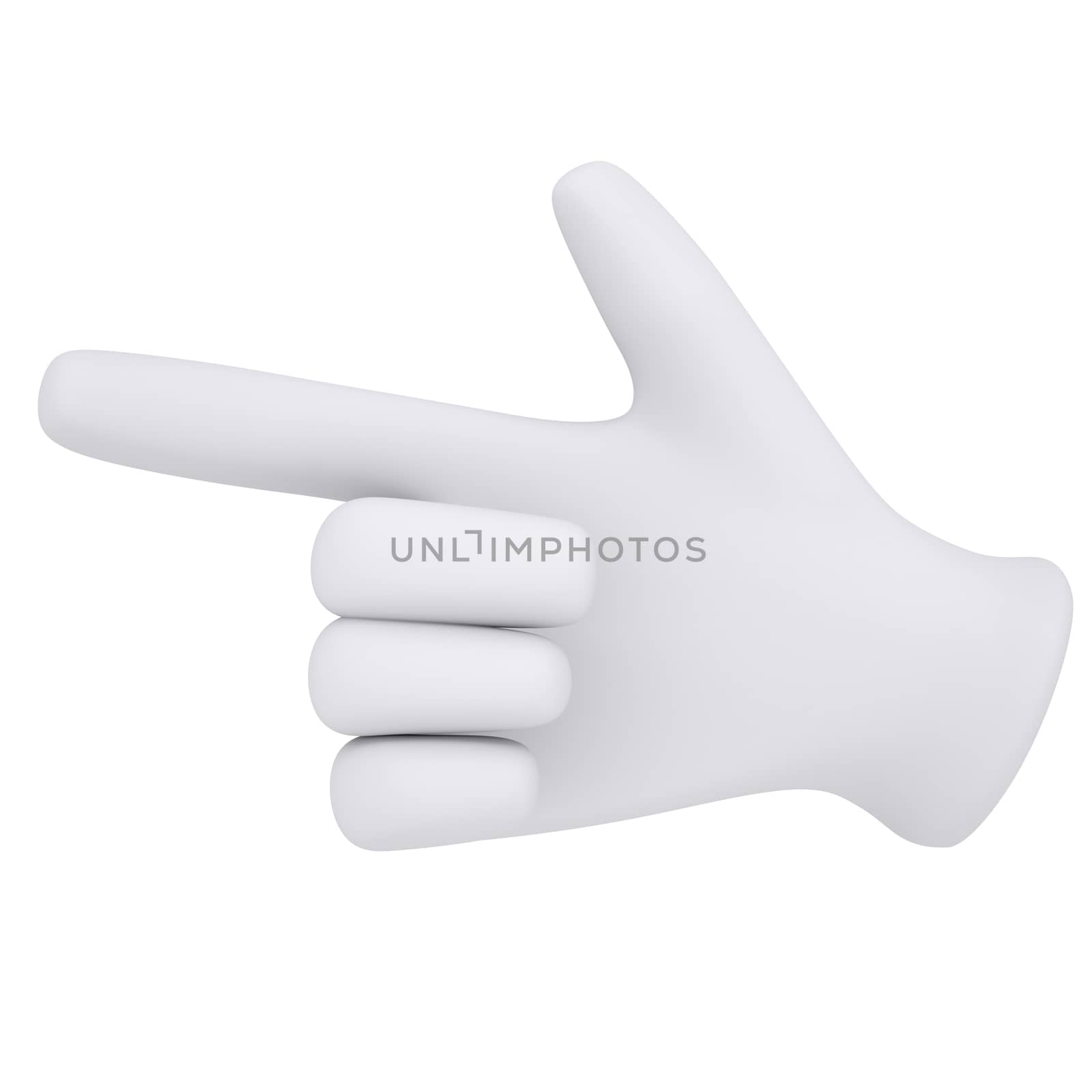 White gloves. Forefinger shows. 3d render isolated on white background