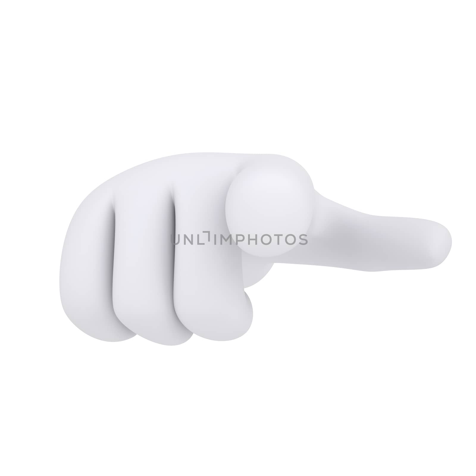 White gloves. Forefinger shows. 3d render isolated on white background