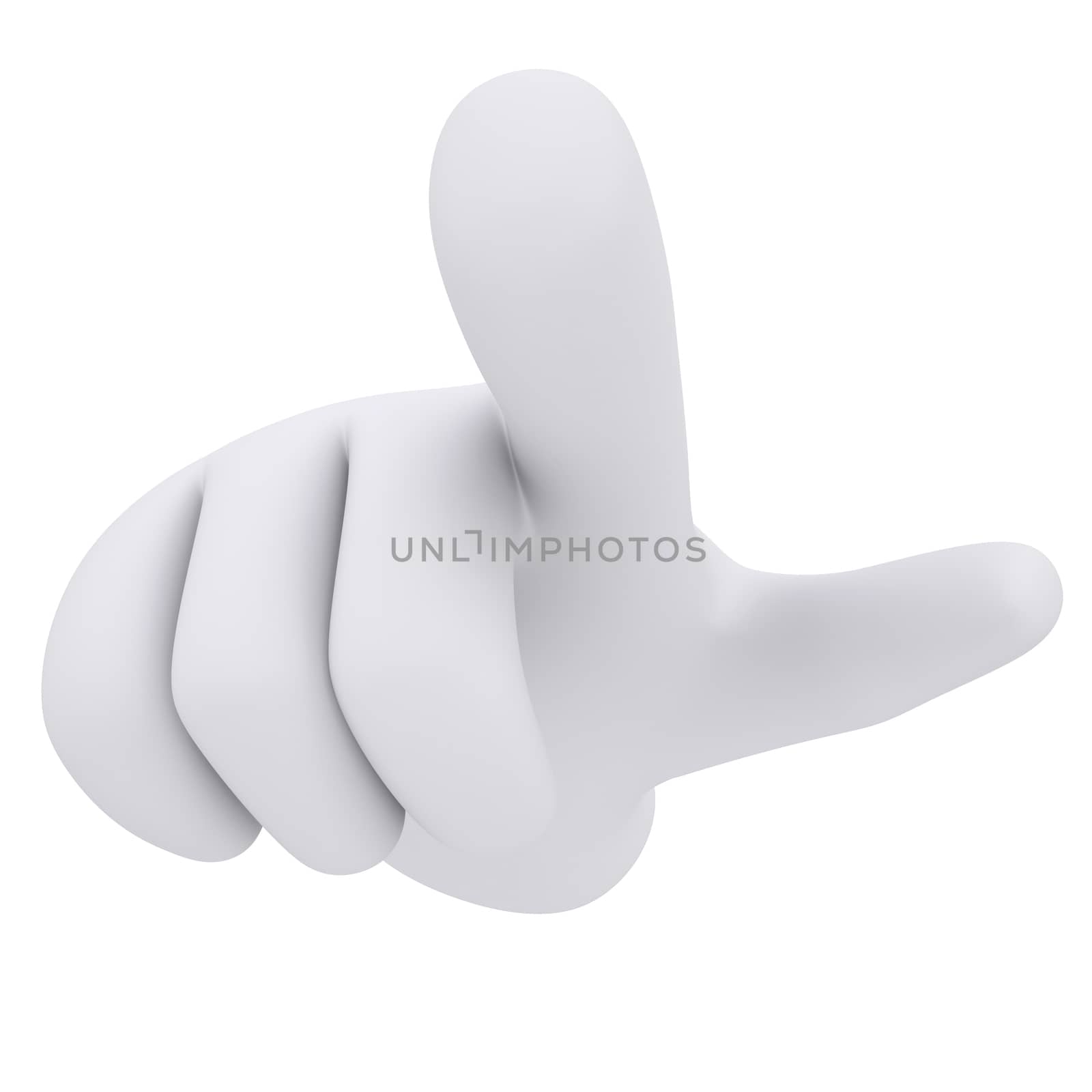 White gloves. Forefinger shows. 3d render isolated on white background