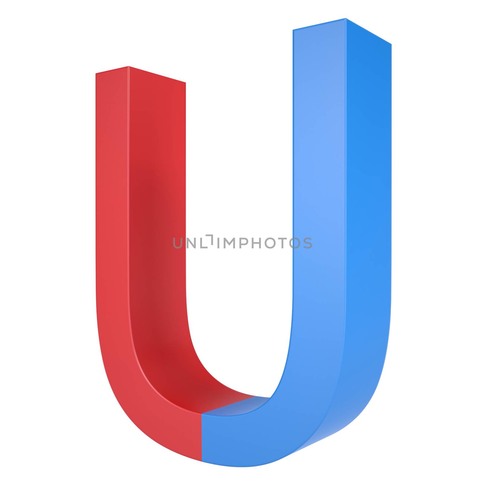 Blue and red magnet. Isolated render on a white background