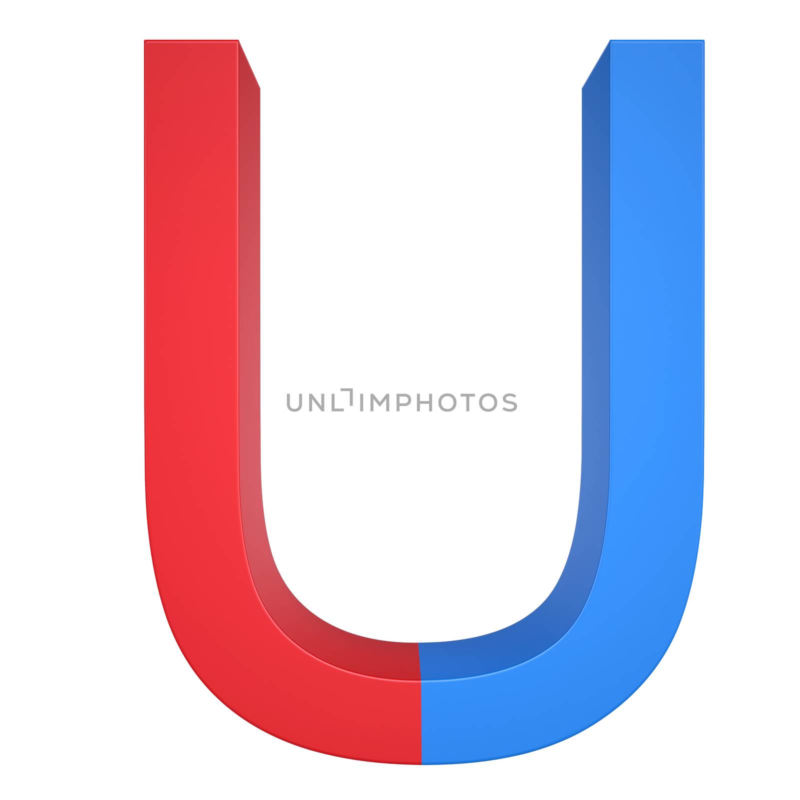 Blue and red magnet. Isolated render on a white background