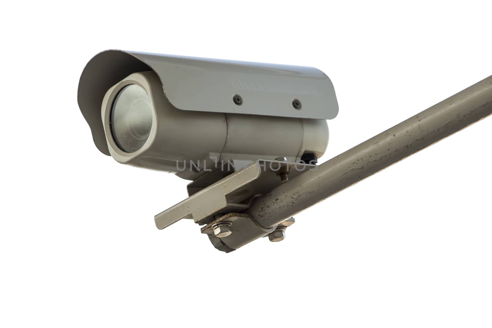 Old security camera isolated on white