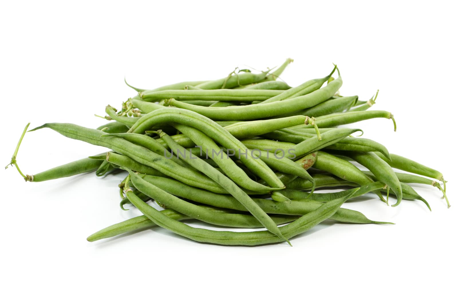 Fresh Green Stick Beans on white background