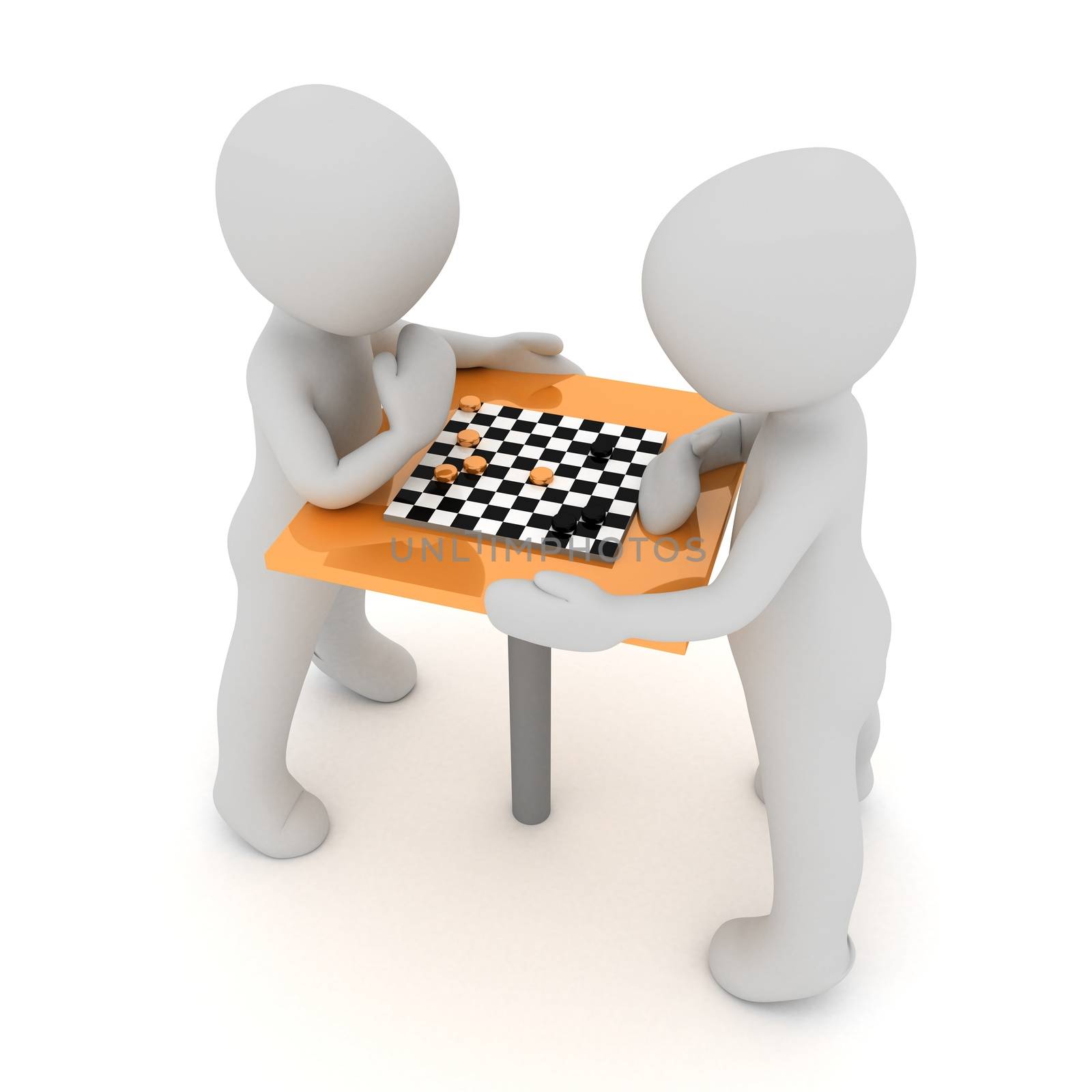 Two chracter are playing chess.