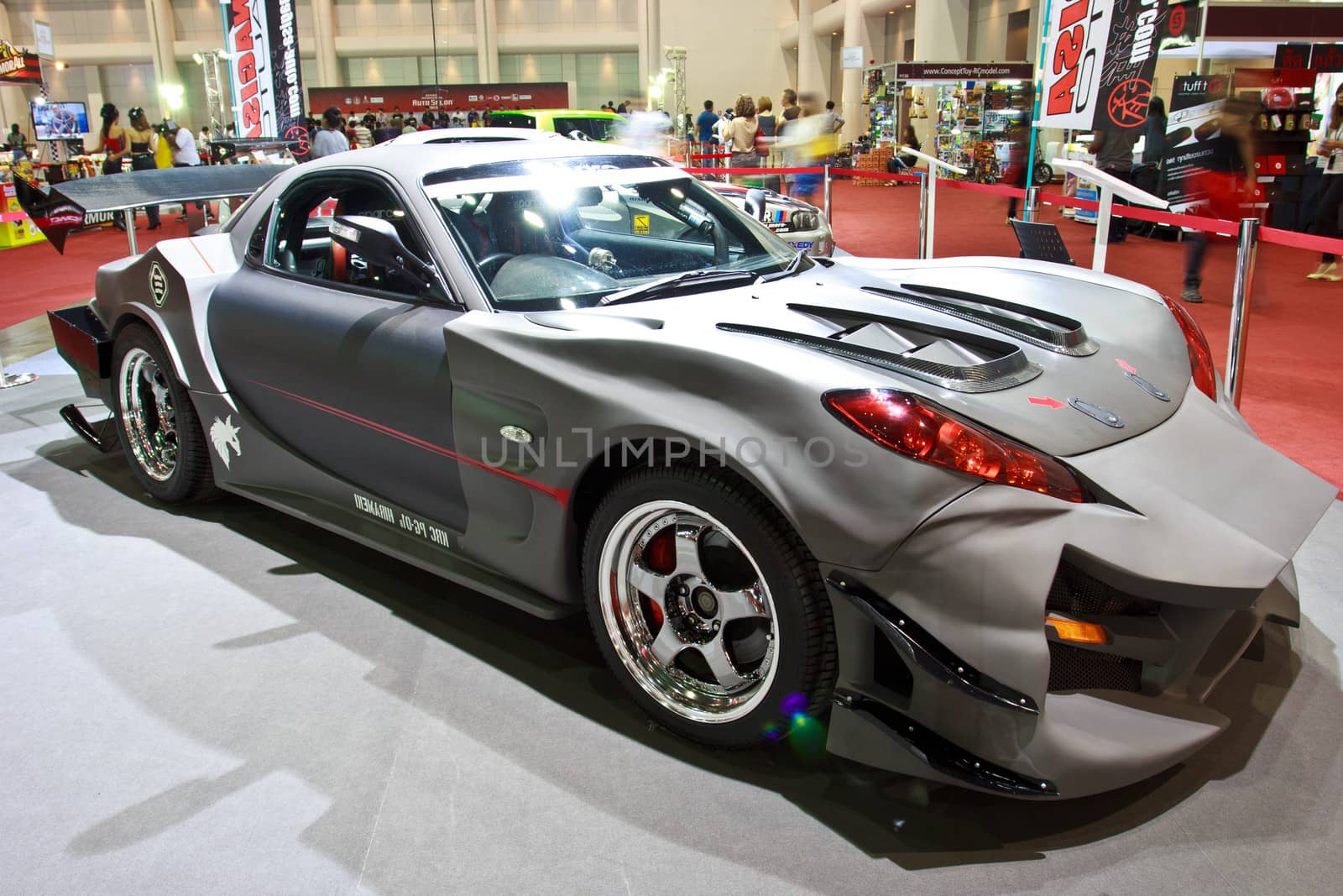 BANGKOK - JUNE 23 : MAZDA RX-7 HARAMEKI  show at The second Bangkok International Auto Salon 2013, the largest and most magnificent Modified Car and automobile accessories show in Bangkok, Thailand.
