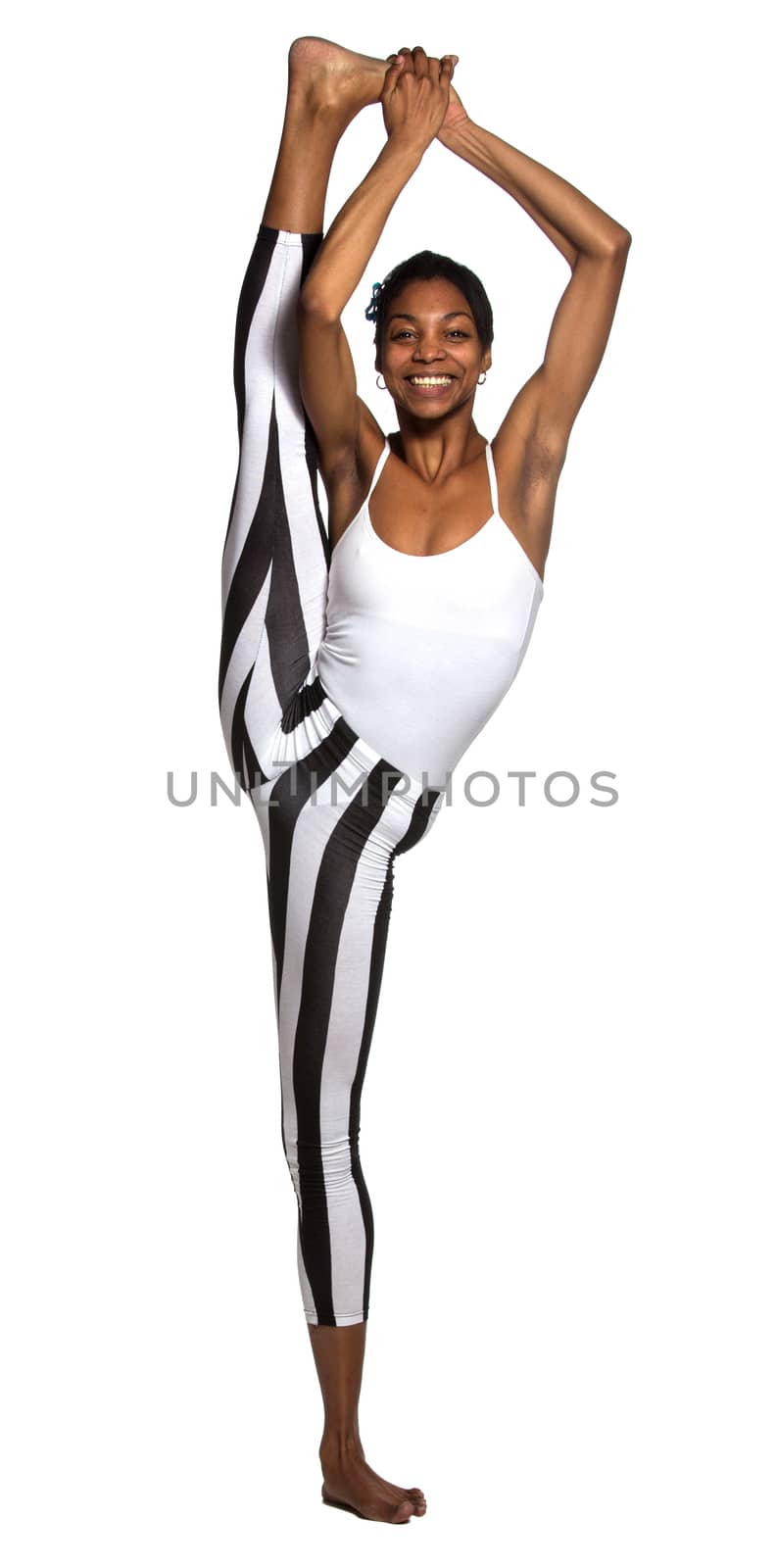 Vertical splits. Latina dancer girl, isolated