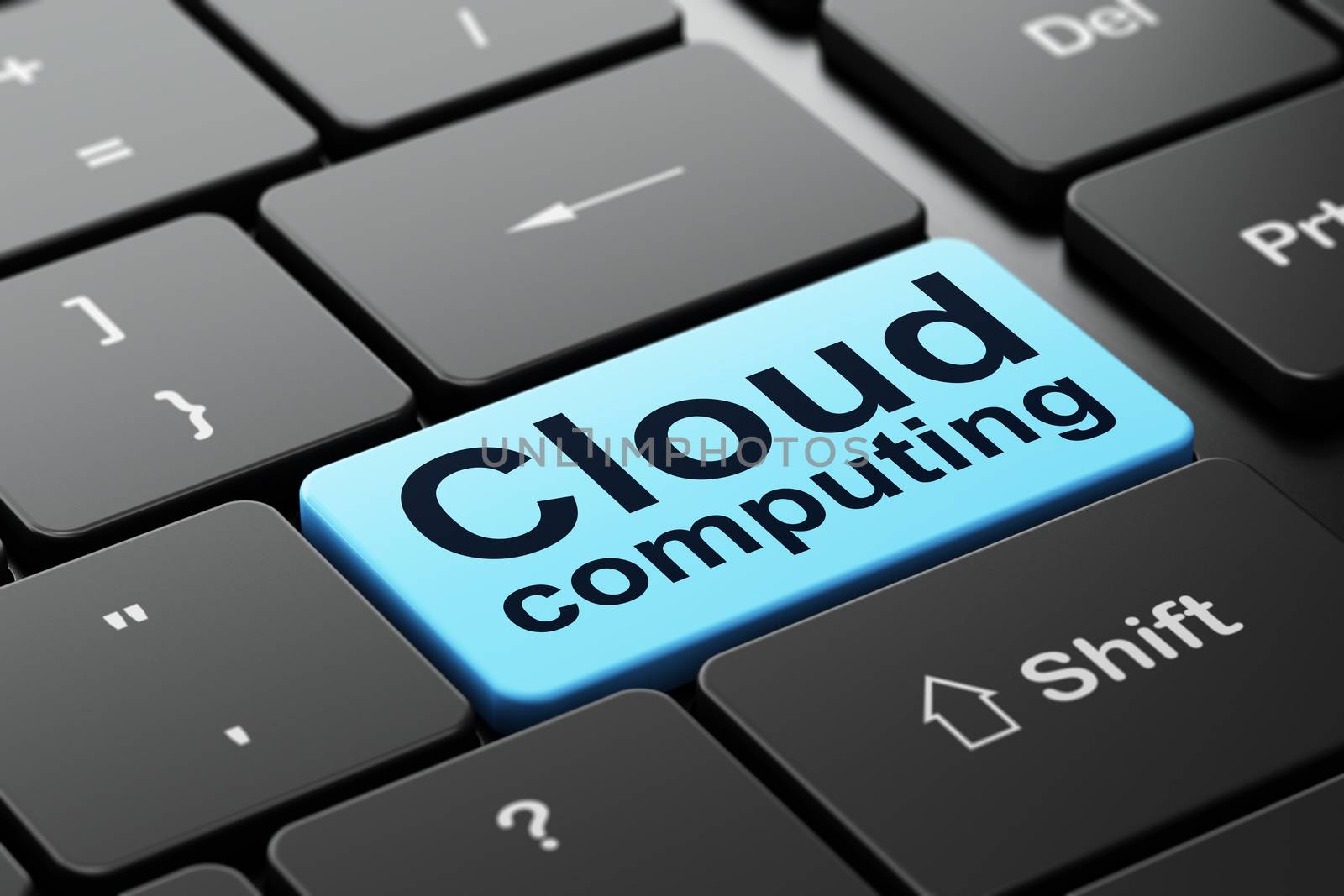 Cloud technology concept: Cloud Computing on computer keyboard background by maxkabakov