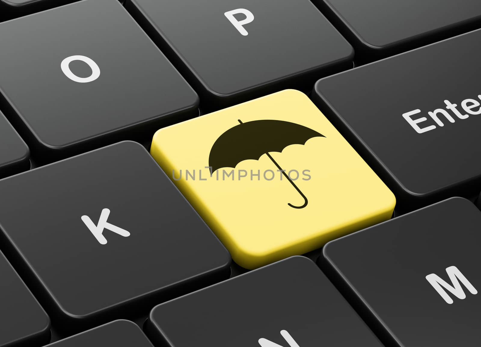 Security concept: computer keyboard with Umbrella icon on enter button background, 3d render