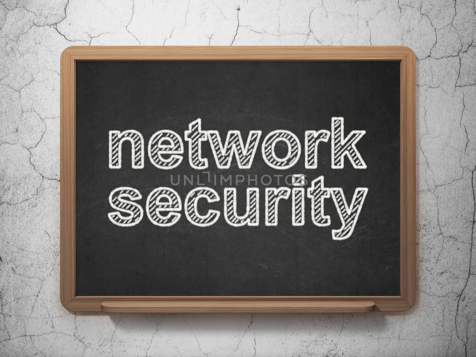 Privacy concept: Network Security on chalkboard background by maxkabakov