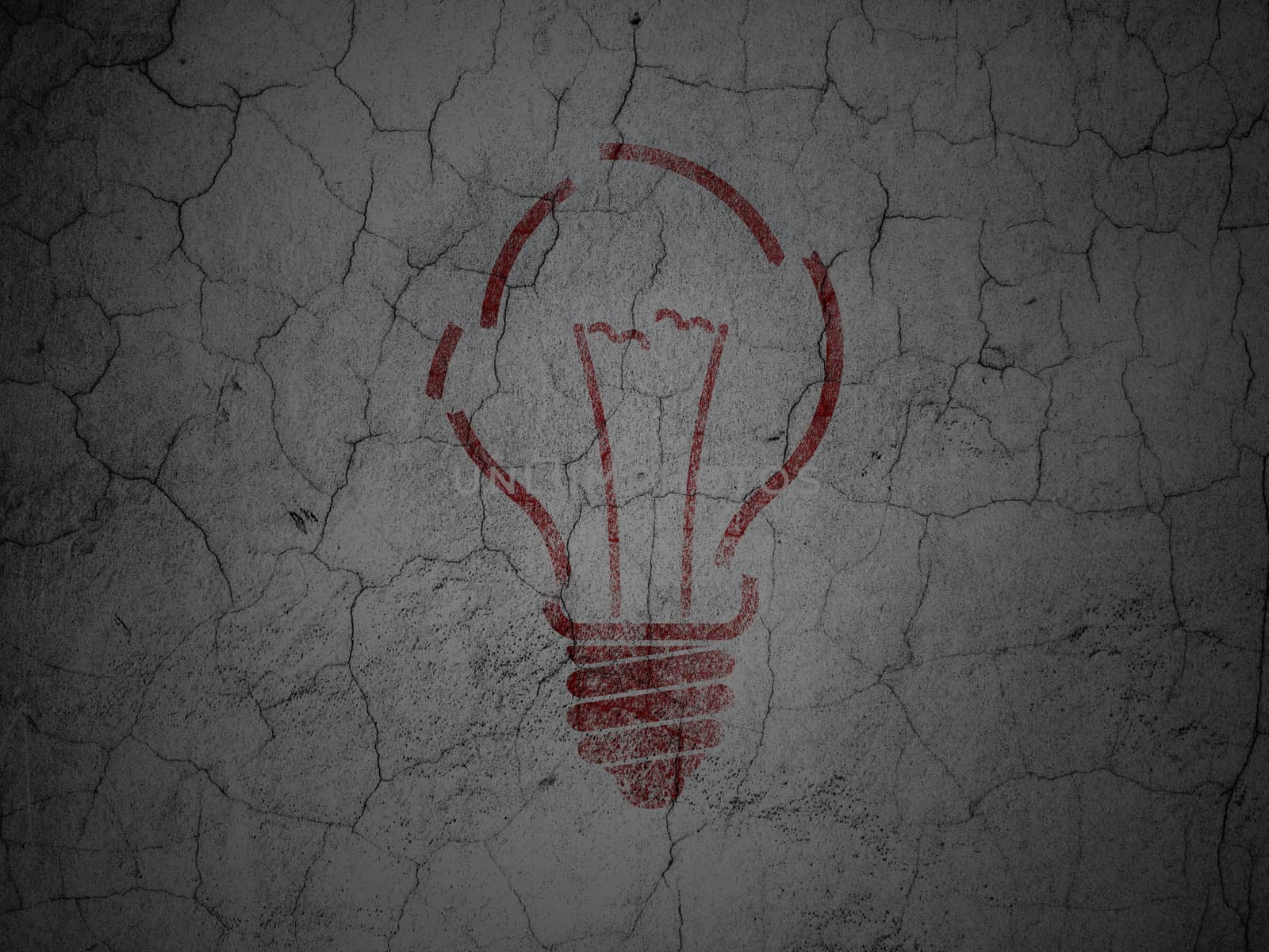 Business concept: Light Bulb on grunge wall background by maxkabakov