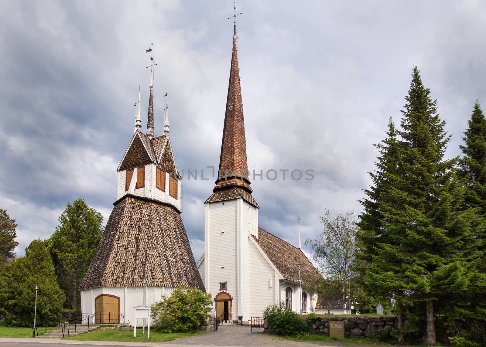 The wooden church was consecrated on July 11th 1686 and houses unique wall and ceiling paintings. It was built by Finnish peasant Matti Harma, and dedicated to Hedvig Elenora, Queen of Sweden. It is the oldest wooden church that is still used in northern Lapland.