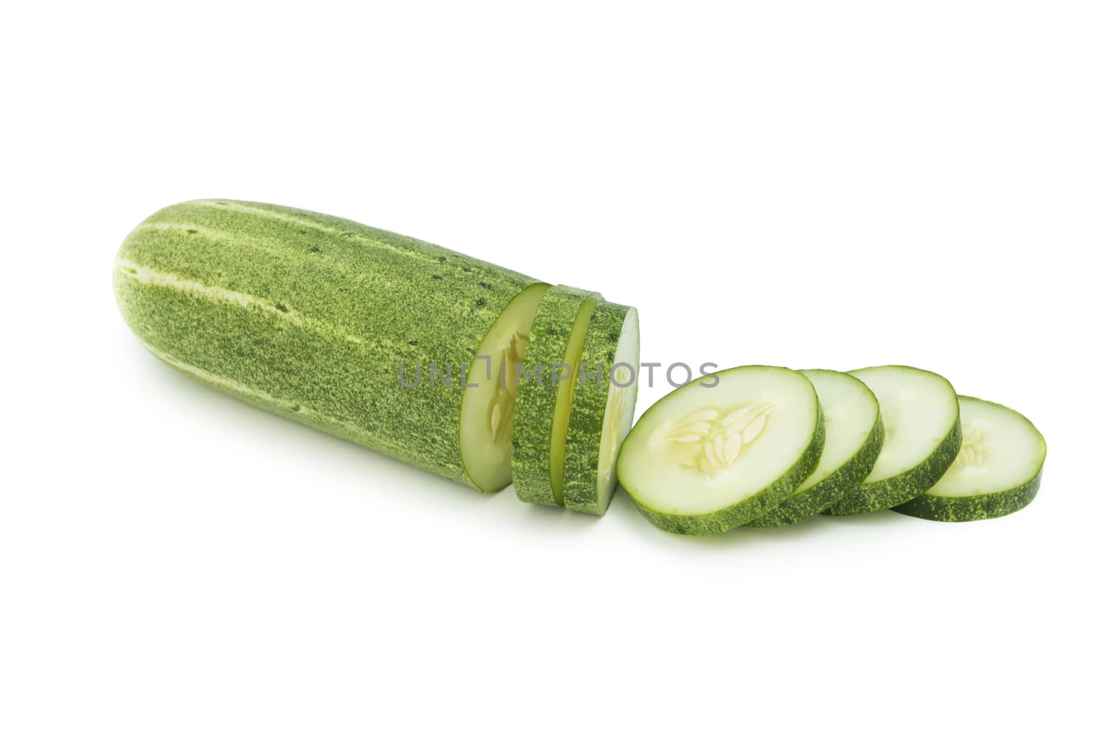 Green cucumber isolated on white background with clipping path