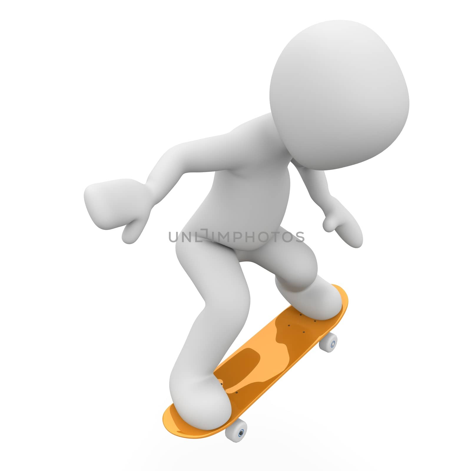 a 3D character practice with his board.