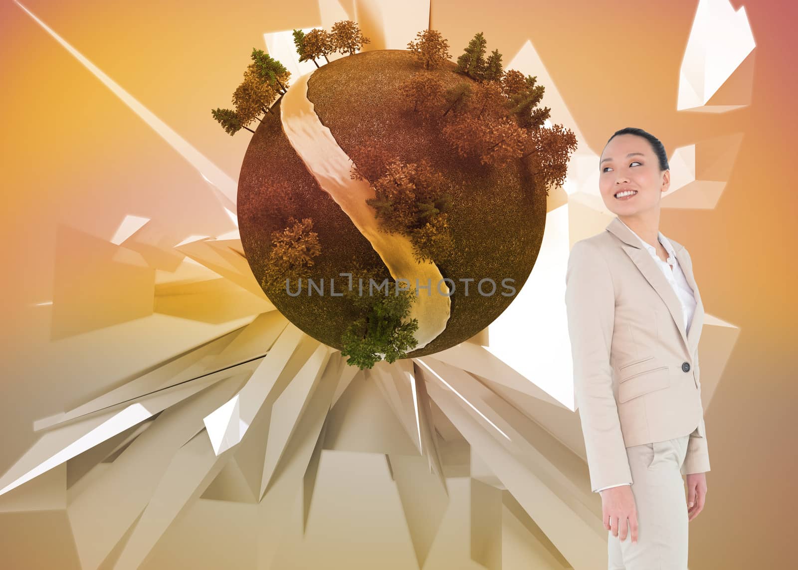 Composite image of smiling asian businesswoman