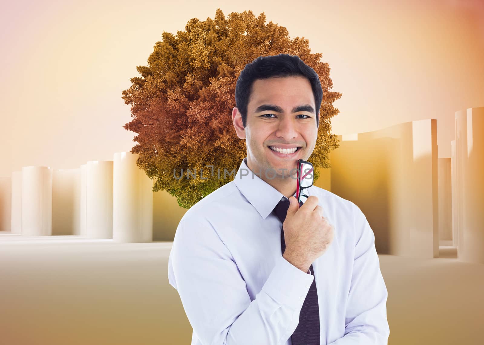 Composite image of businessman holding glasses by Wavebreakmedia