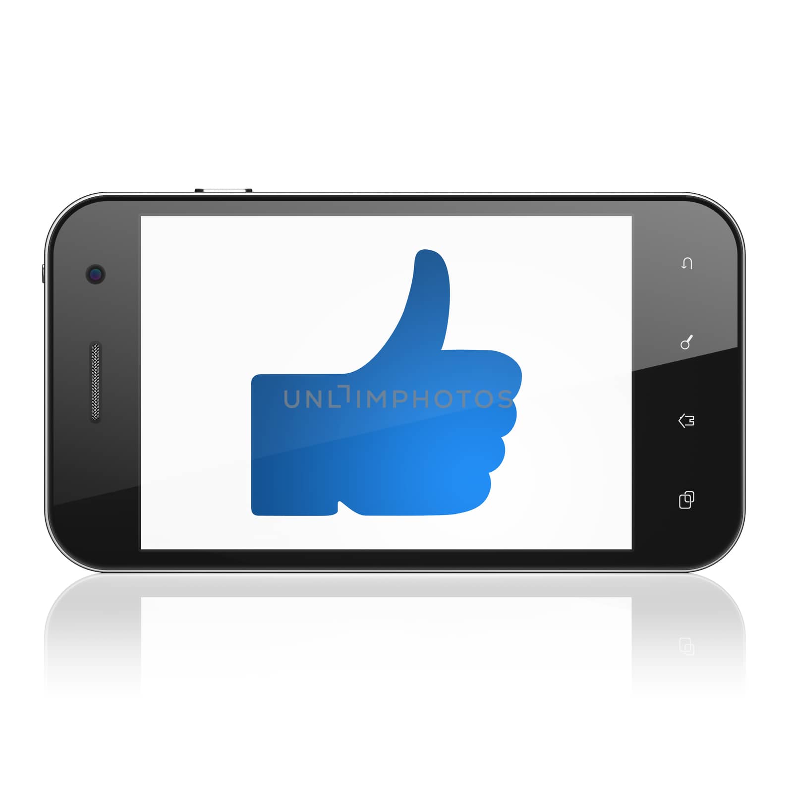 Social network concept: Thumb Up on smartphone by maxkabakov