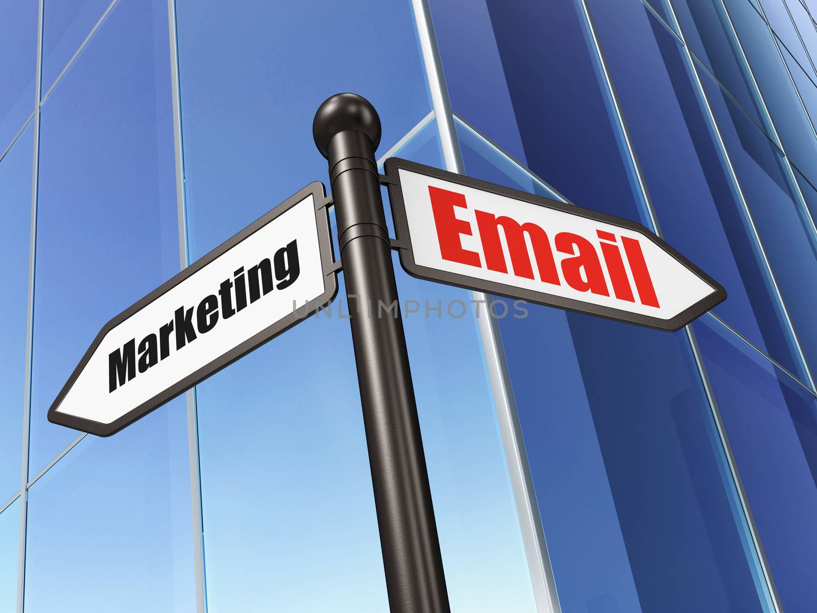 Business concept: sign Email Marketing on Building background, 3d render