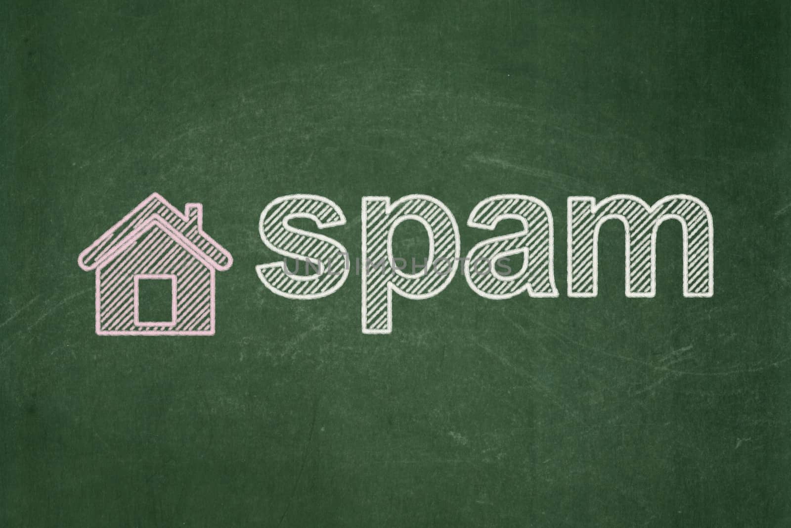 Security concept: Home and Spam on chalkboard background by maxkabakov