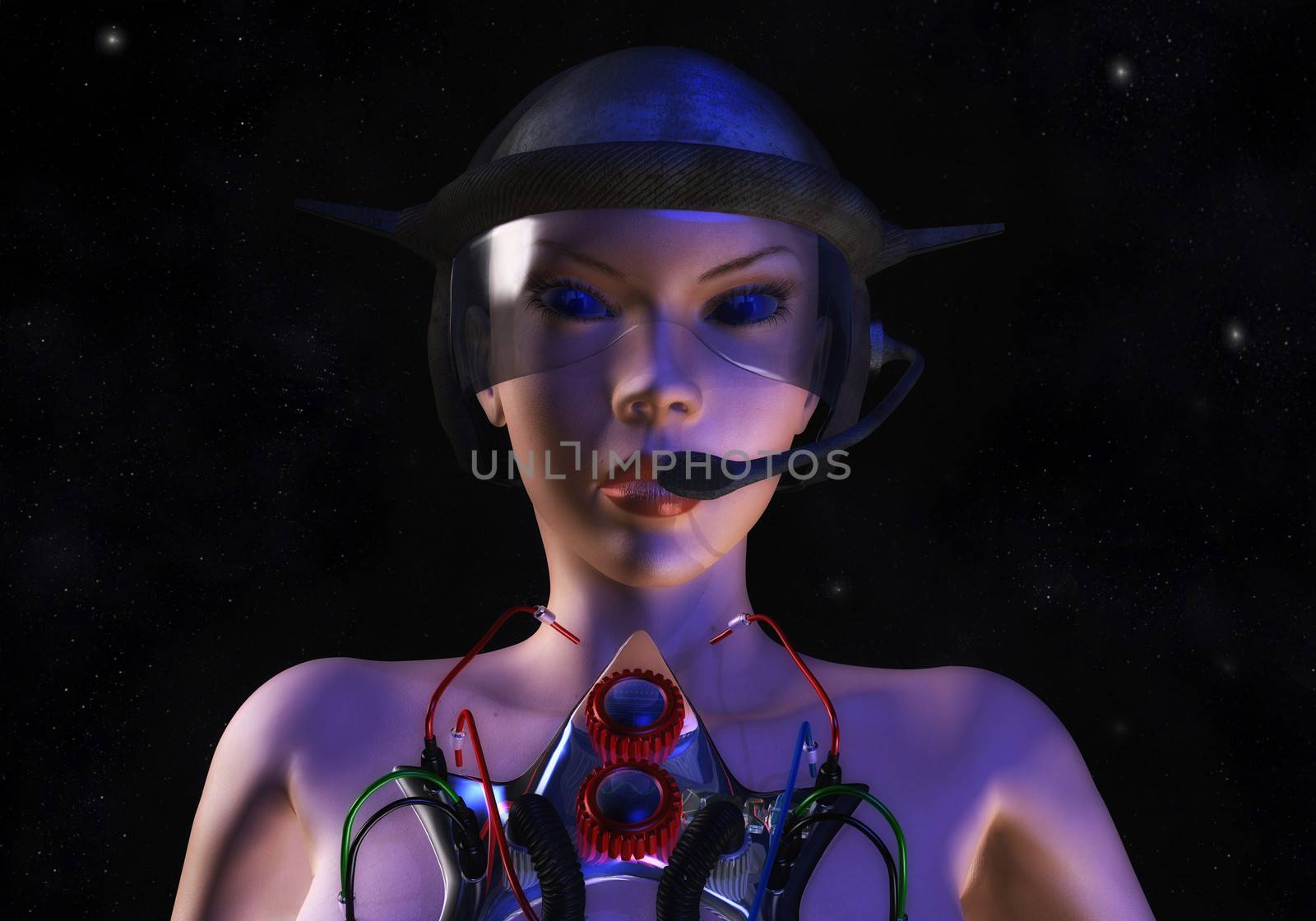 Digital Illustration of a female Cyborg