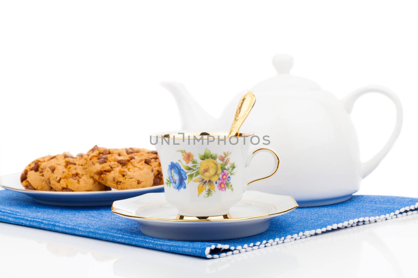 cup of tea on white background