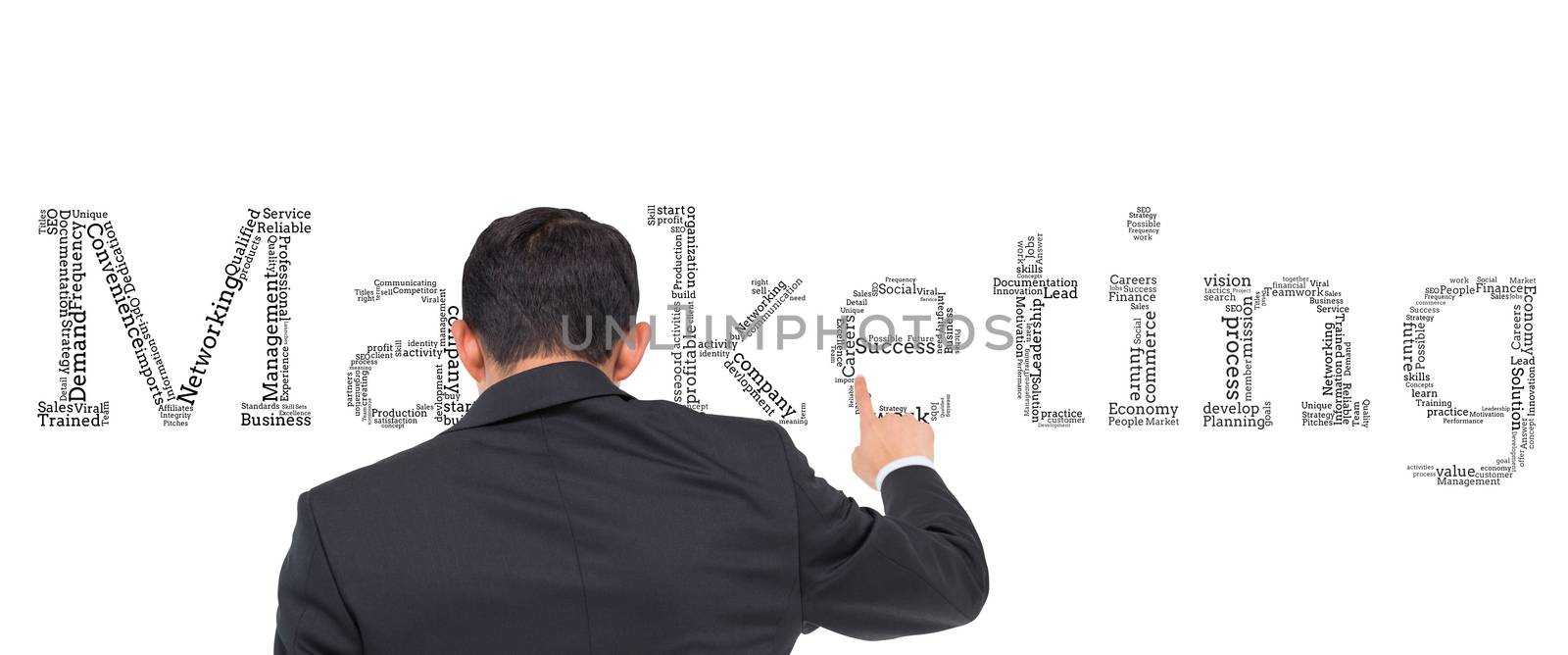 Composite image of asian businessman pointing by Wavebreakmedia