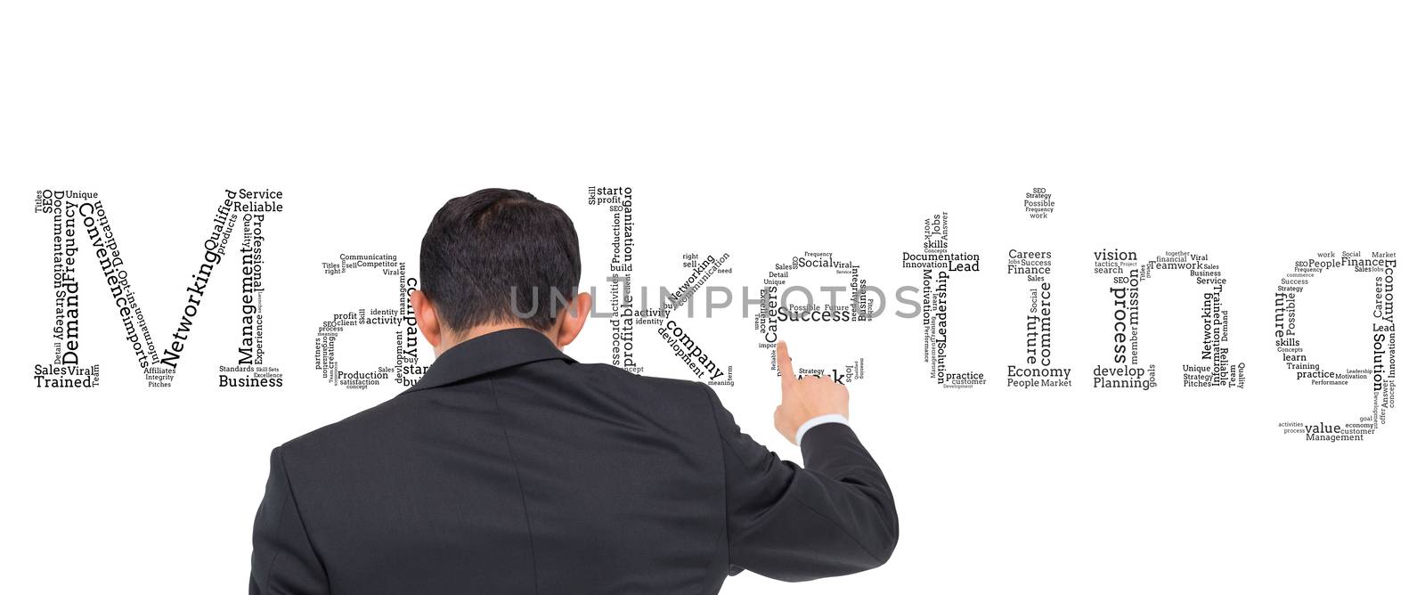 Composite image of asian businessman pointing