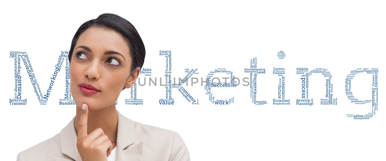 Composite image of smiling businesswoman thinking by Wavebreakmedia