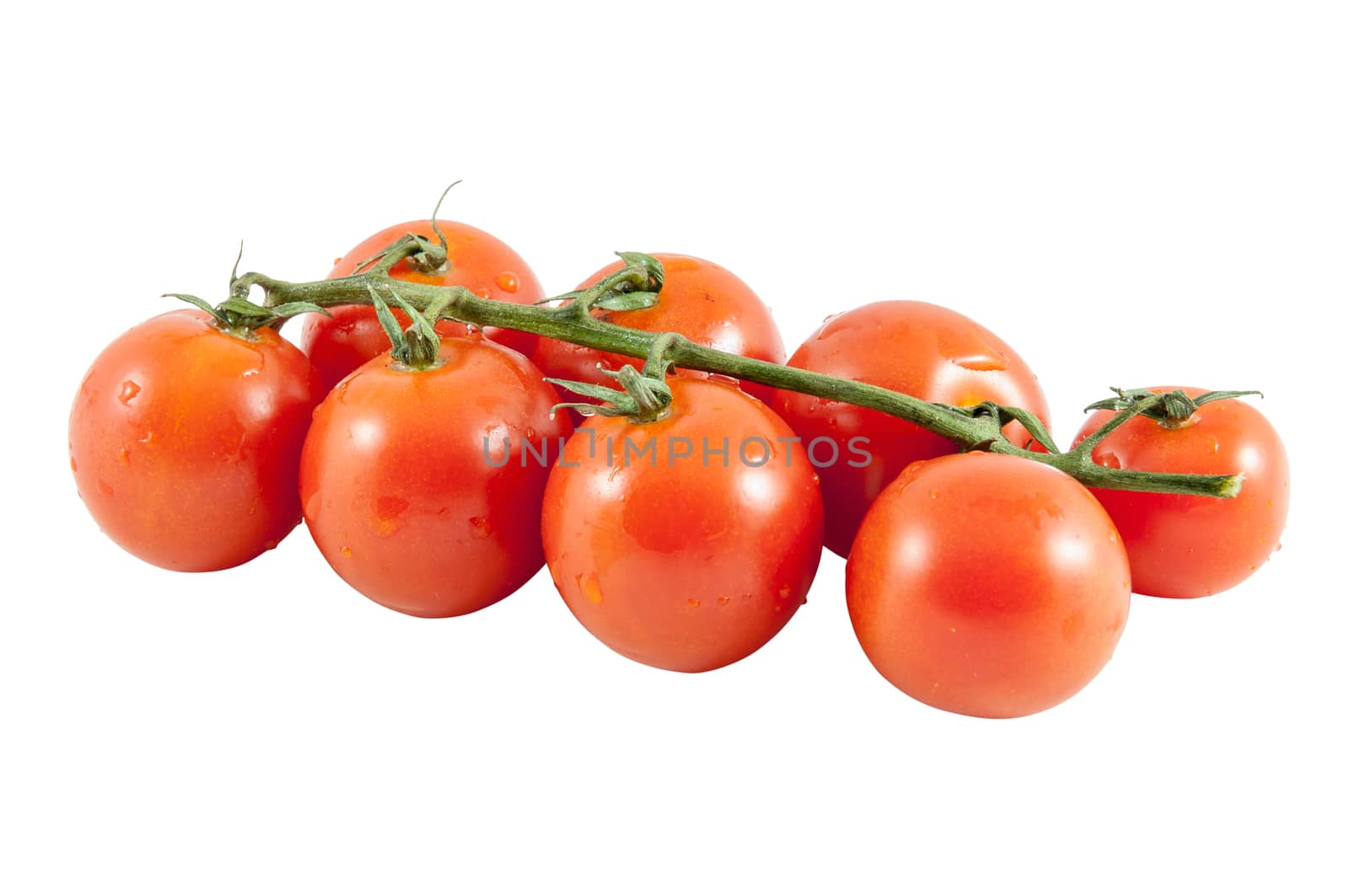 Bunch of cherry tomatoes isolated over white background with clipping path