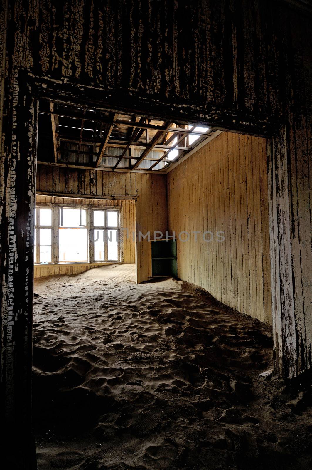 Decaying architecture at Kolmanskop near Luderitz in Namibia