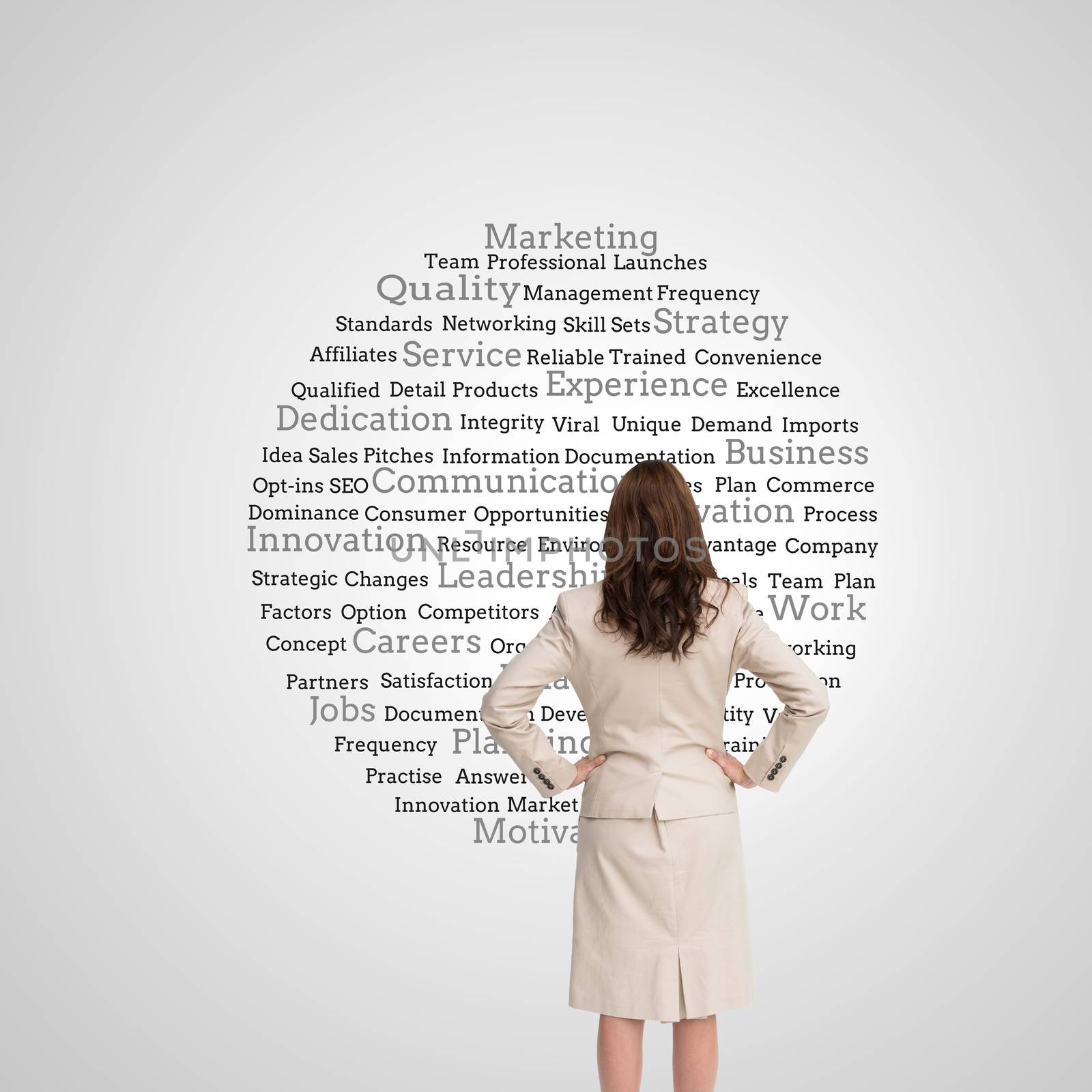 Composite image of businesswoman standing back to camera by Wavebreakmedia
