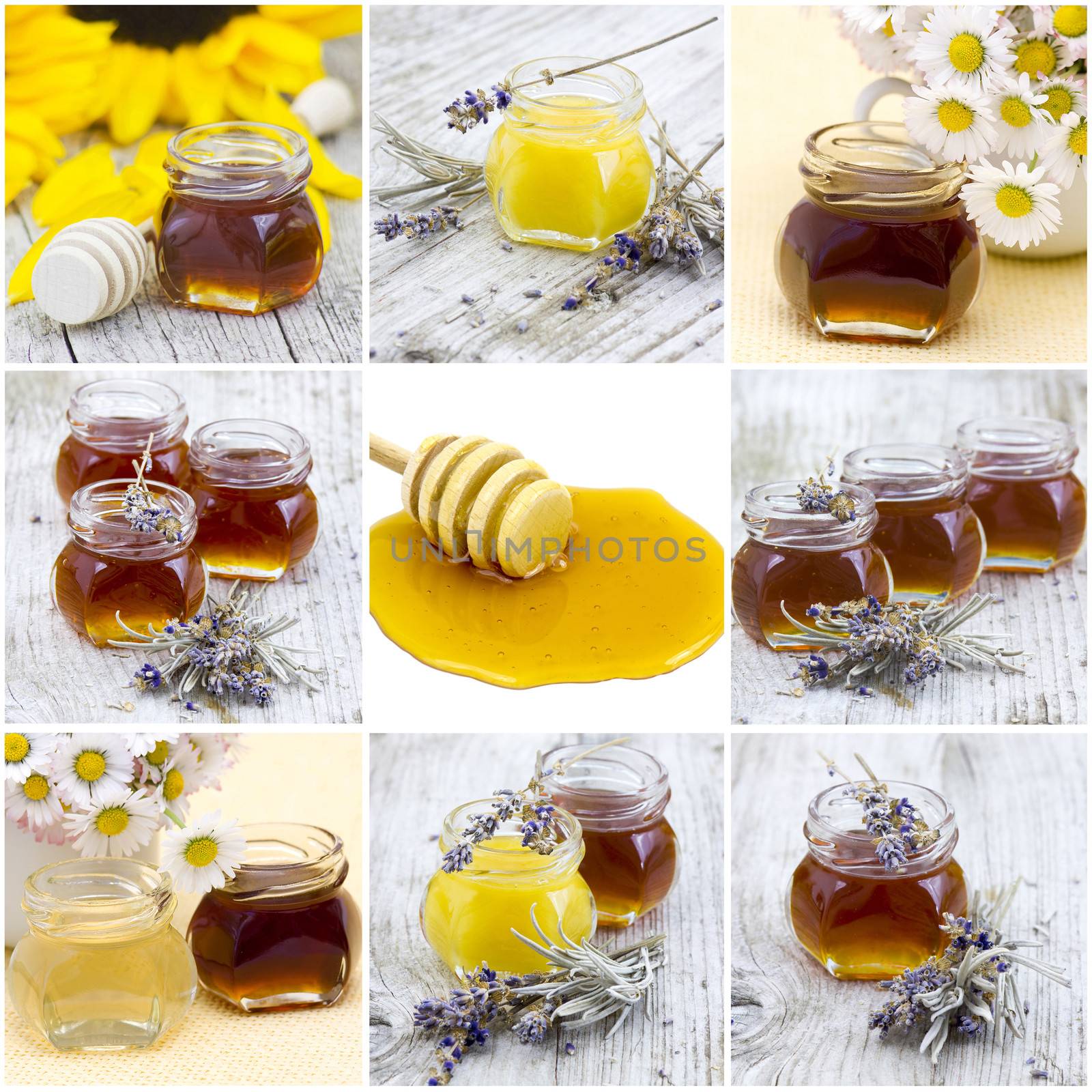 collage with honey by miradrozdowski