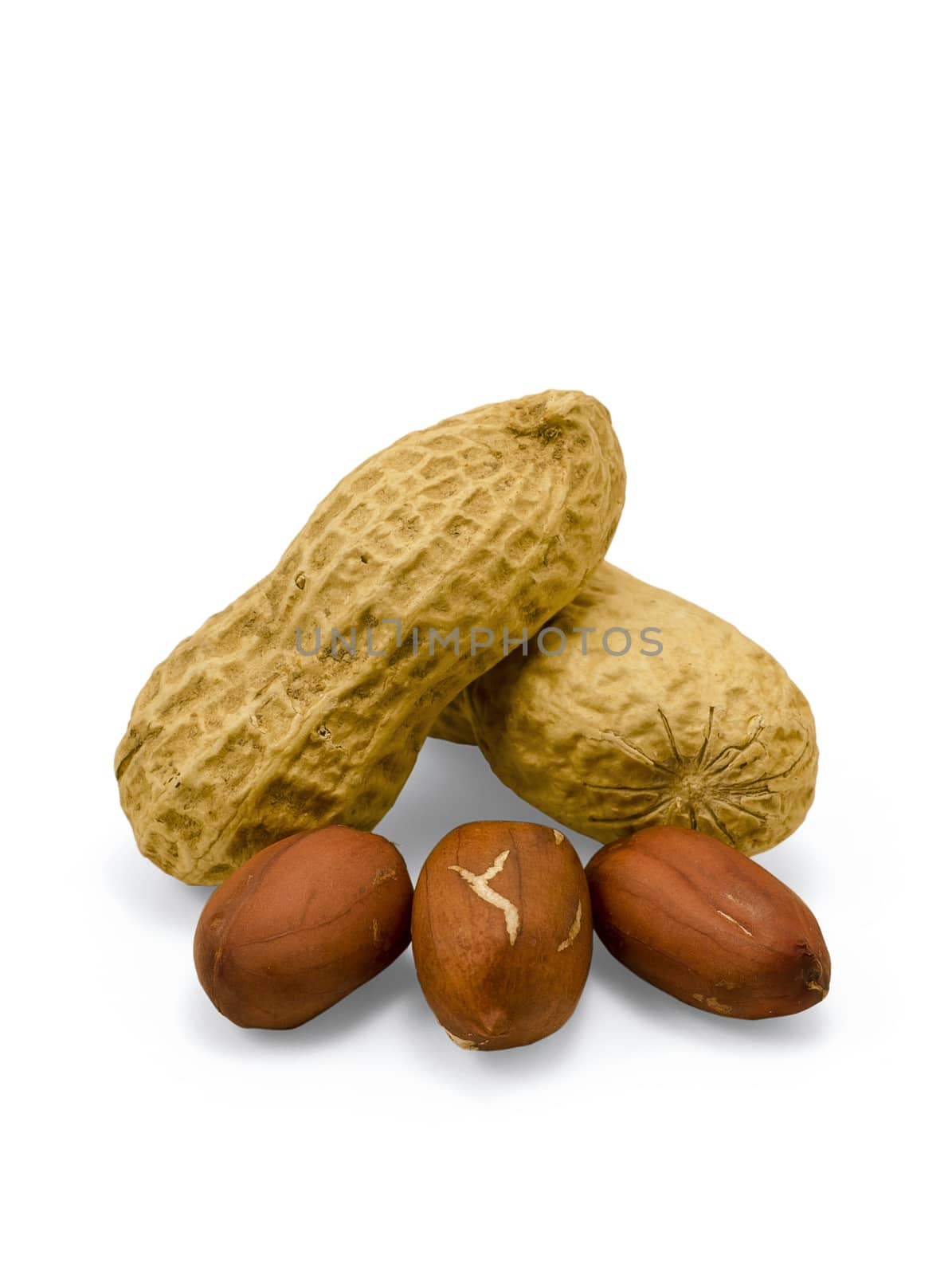 Peanuts snack on white background