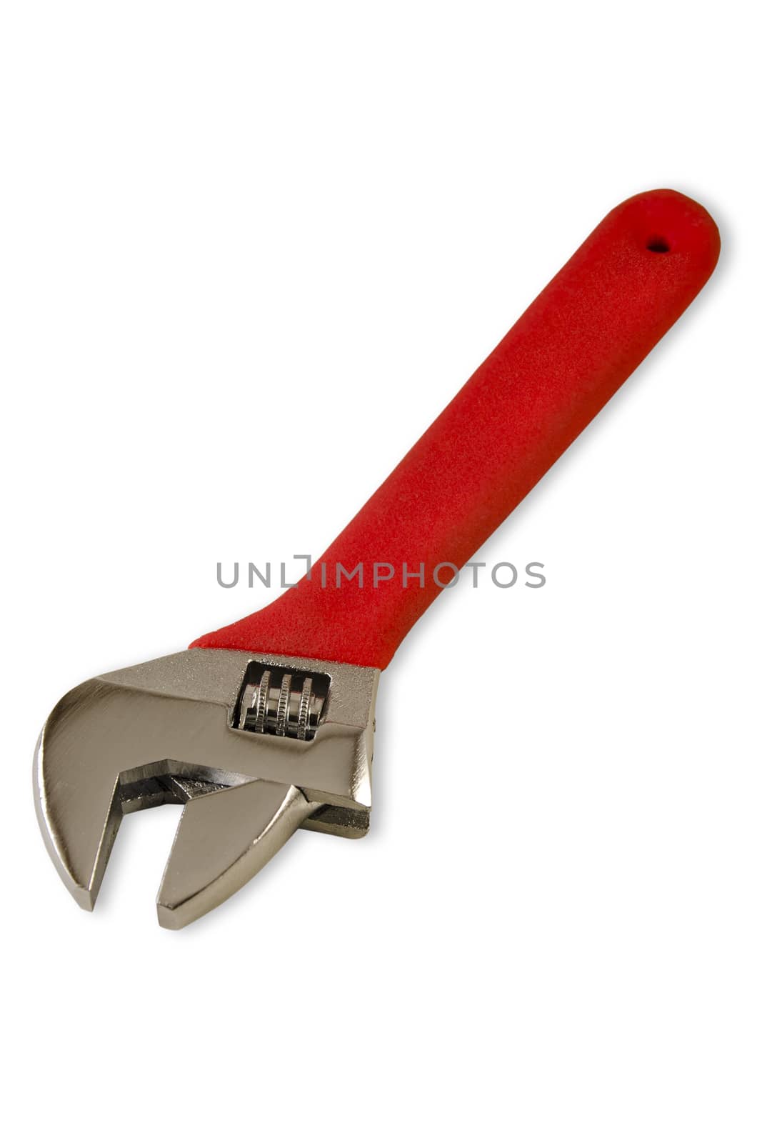 Red handle wrench isolated on white background
