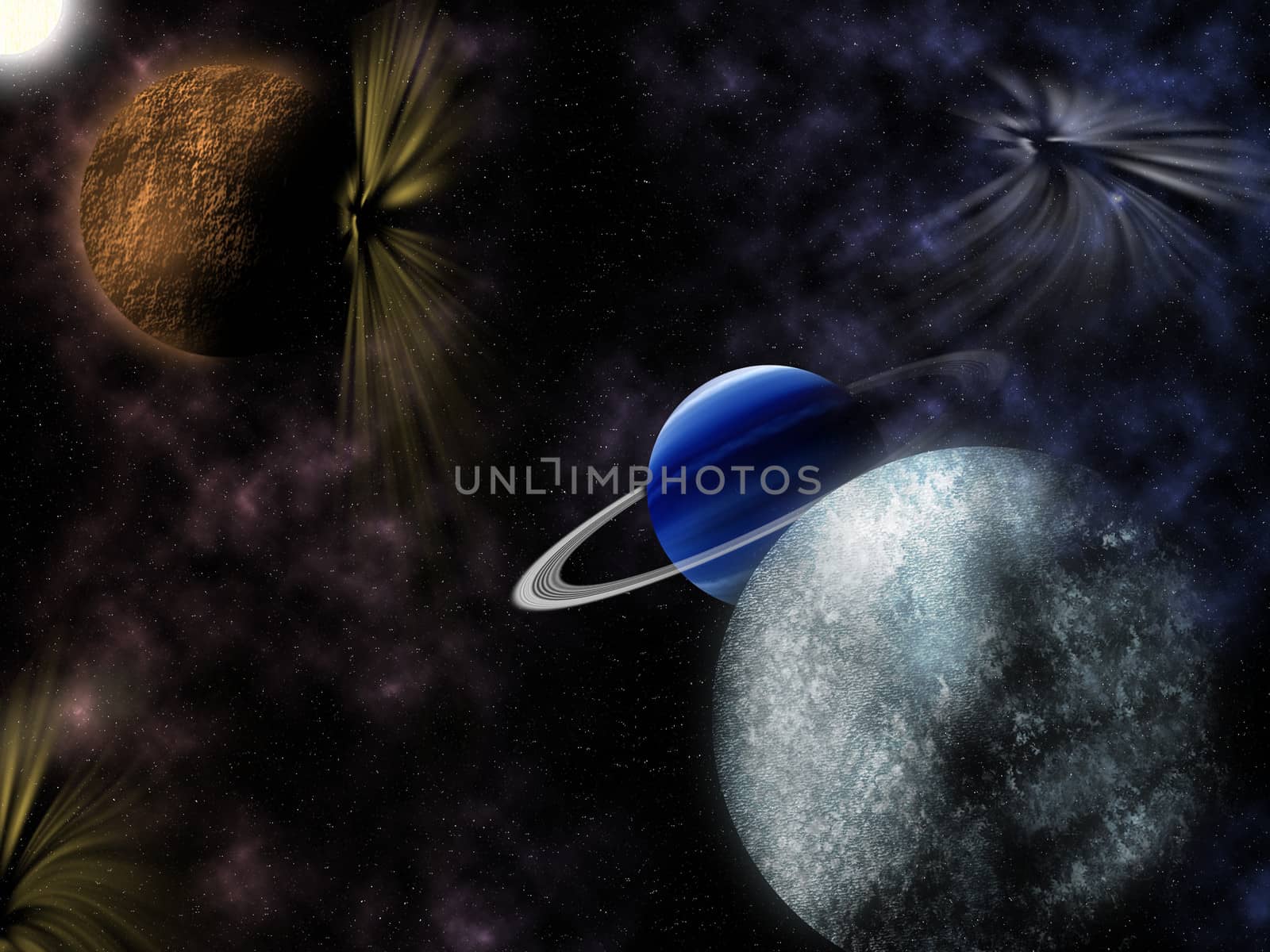 The Universe - stars and two planets illustration