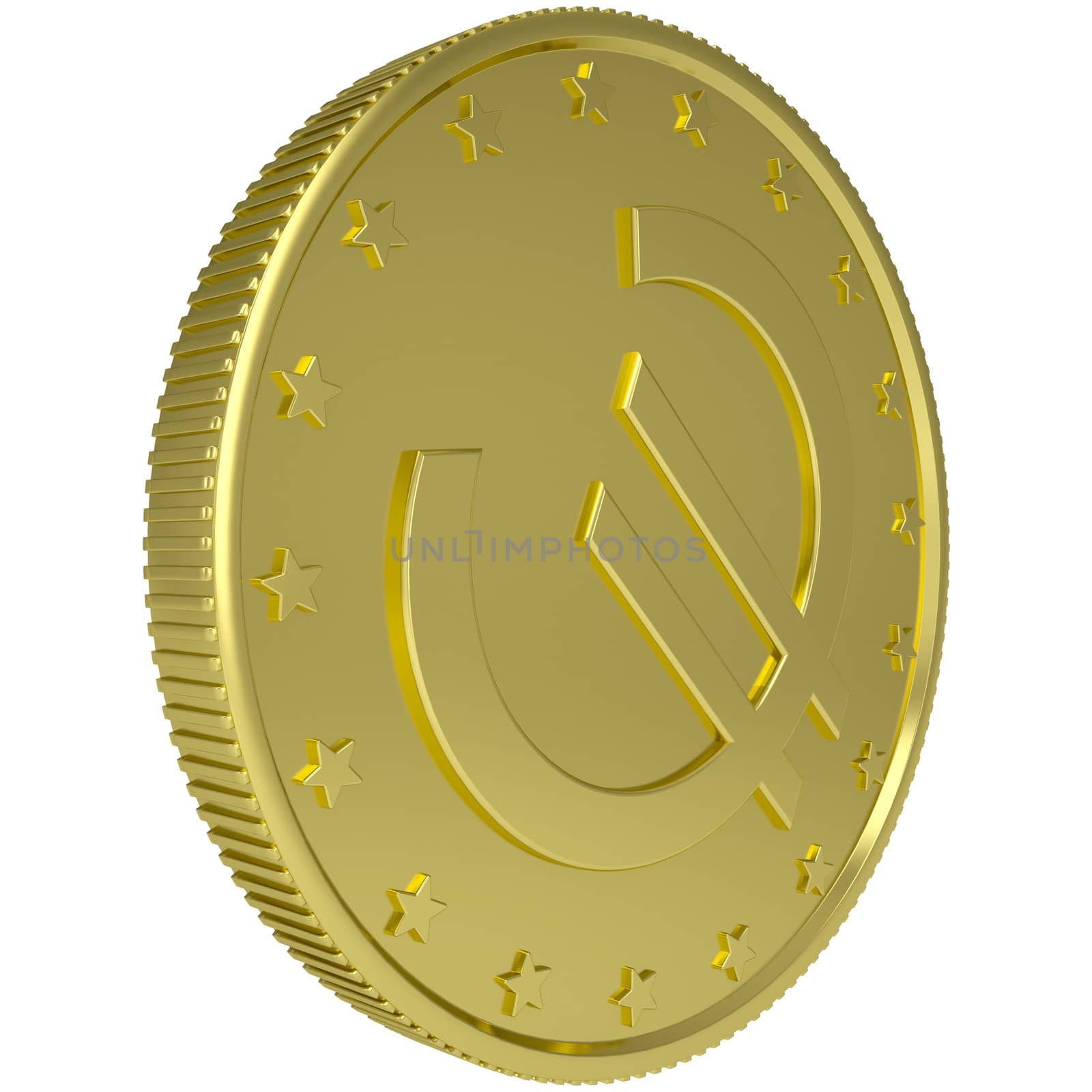 Gold euro. Isolated render on a white background
